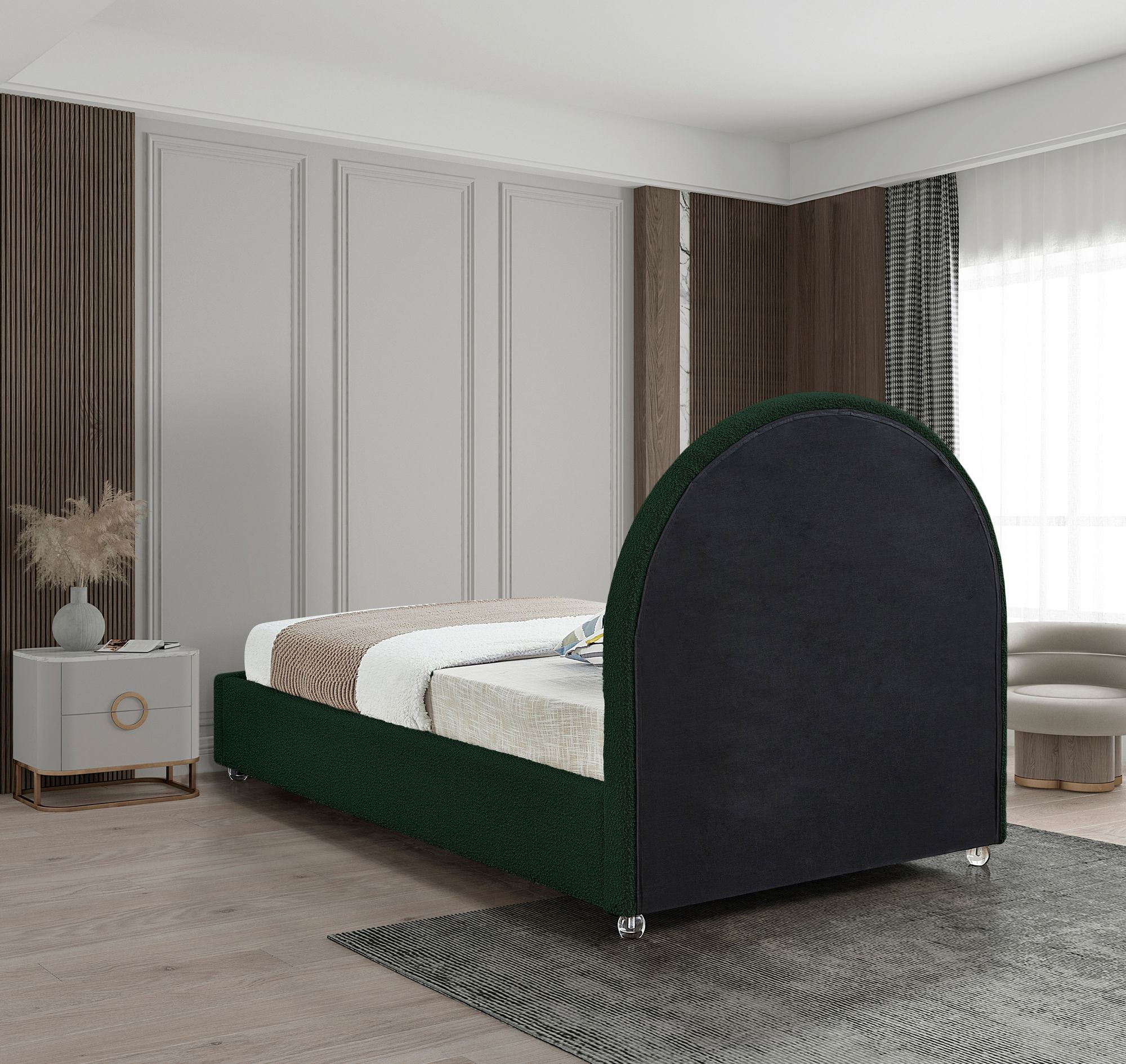 Milo Boucle Fabric Twin Size Bed