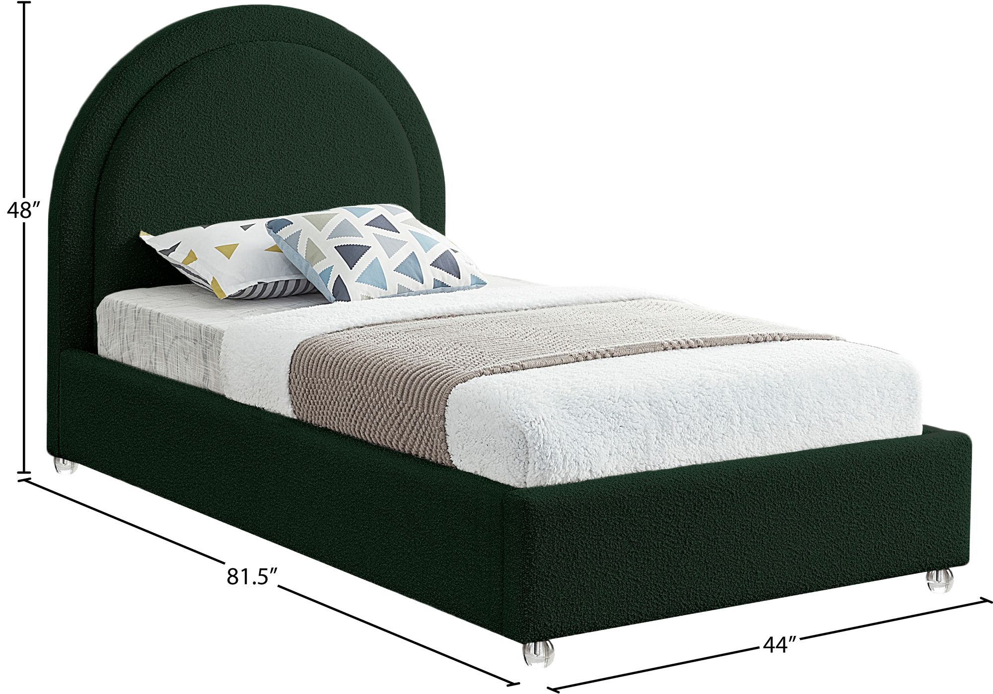 Milo Boucle Fabric Twin Size Bed