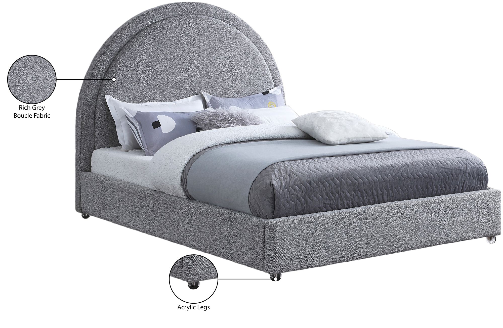 Milo Boucle Fabric Full Size Bed