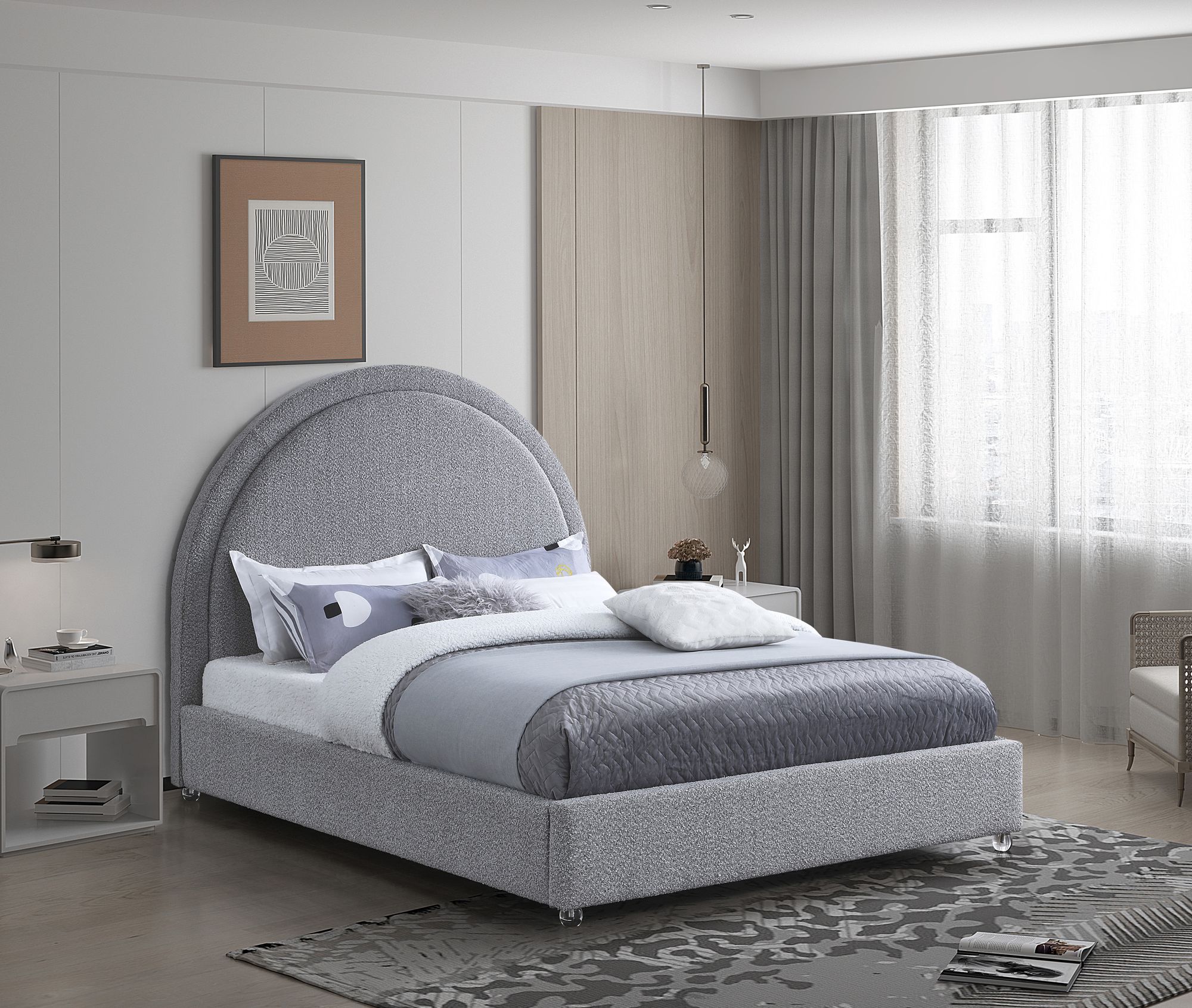 Milo Boucle Fabric King Size Bed