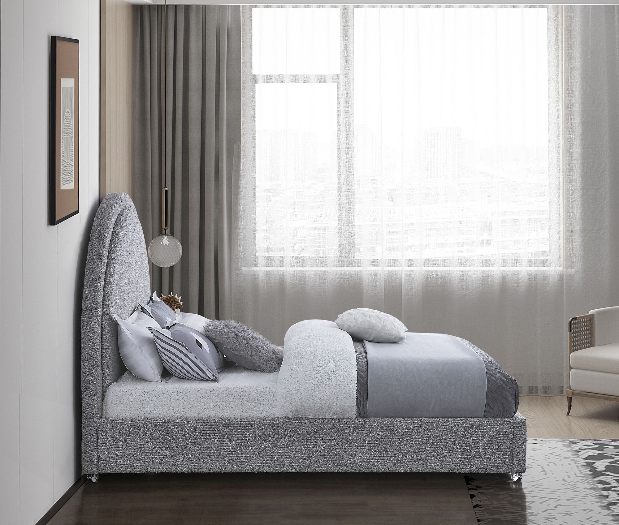 Milo Boucle Fabric King Size Bed
