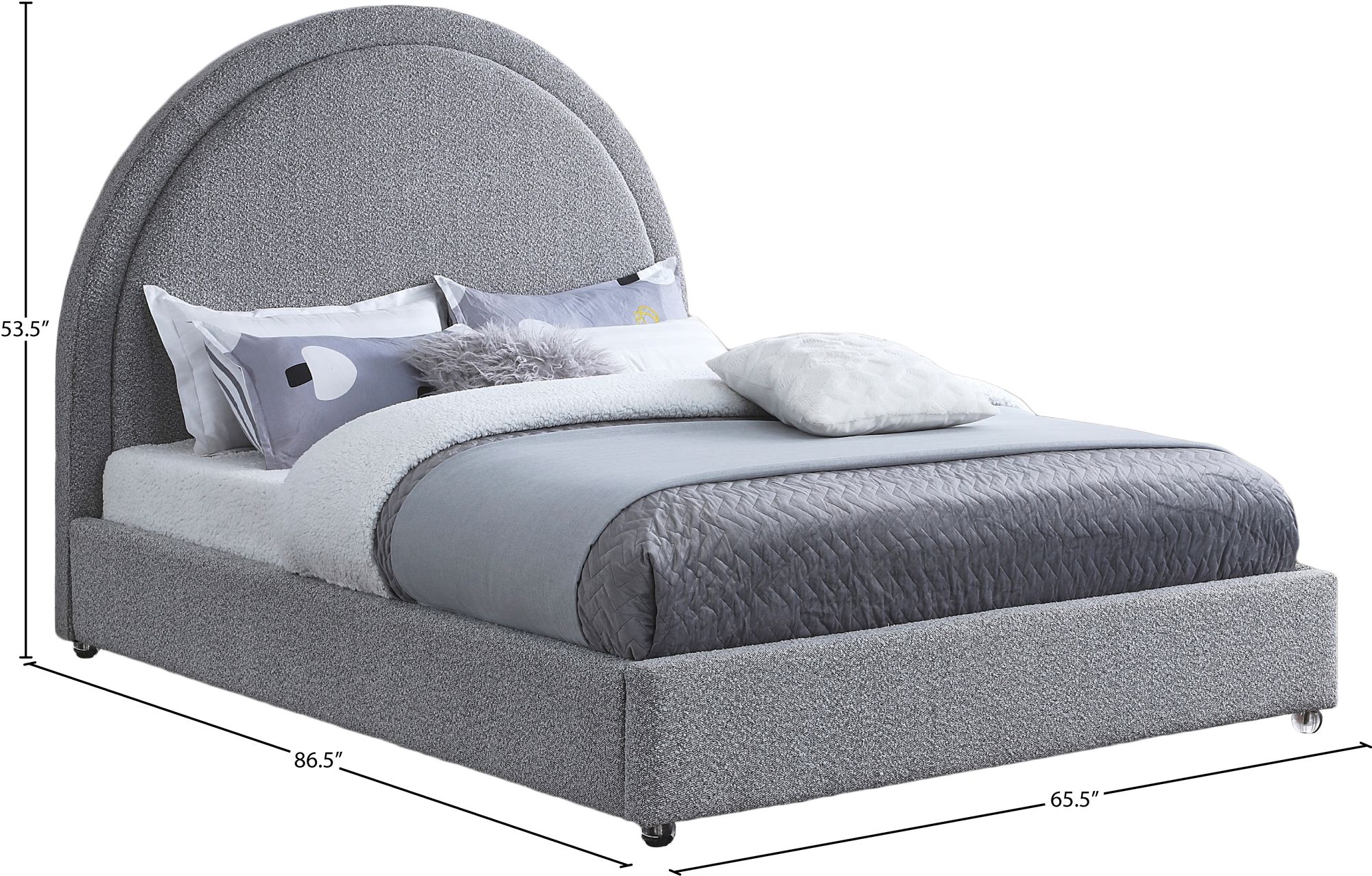 Milo Boucle Fabric Queen Size Bed
