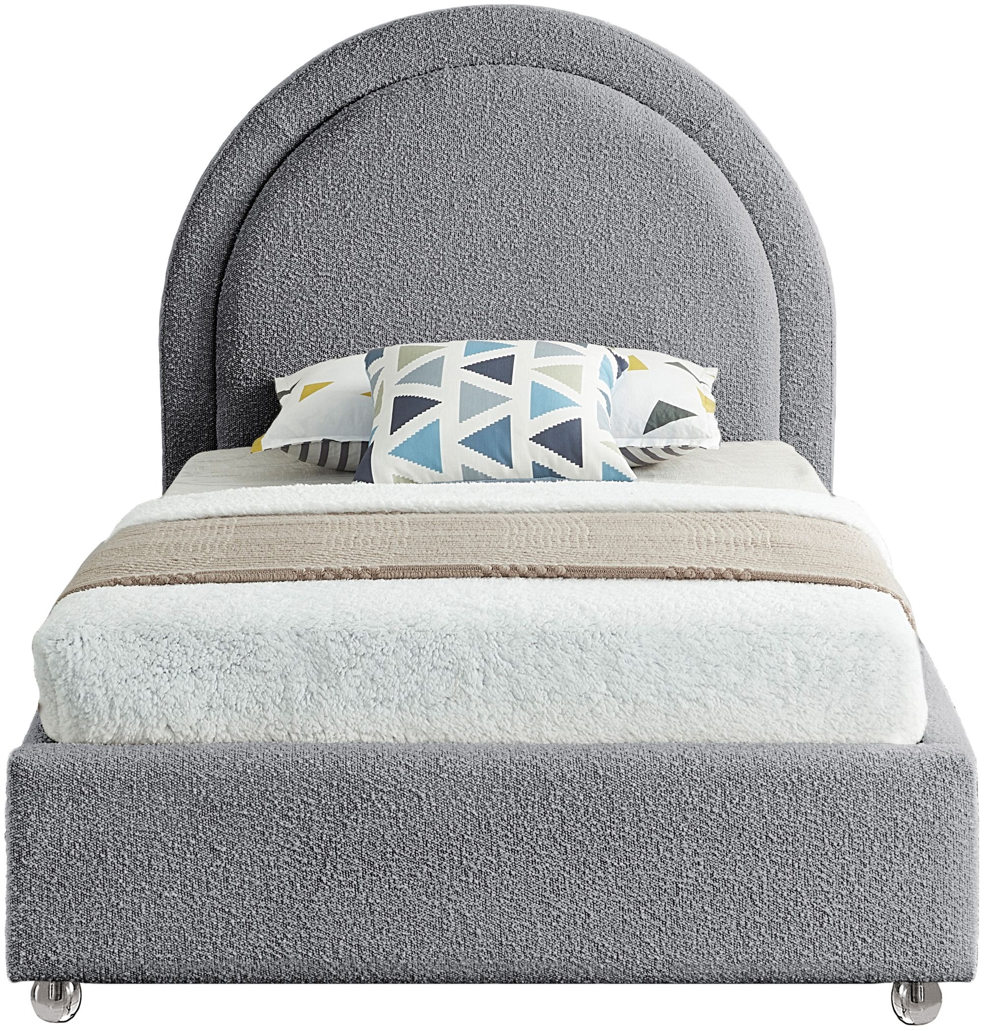 Milo Boucle Fabric Twin Size Bed