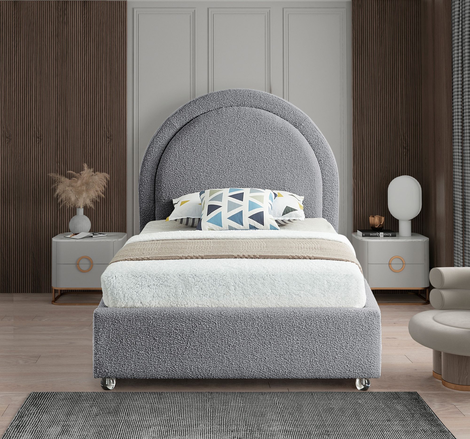 Milo Boucle Fabric Twin Size Bed