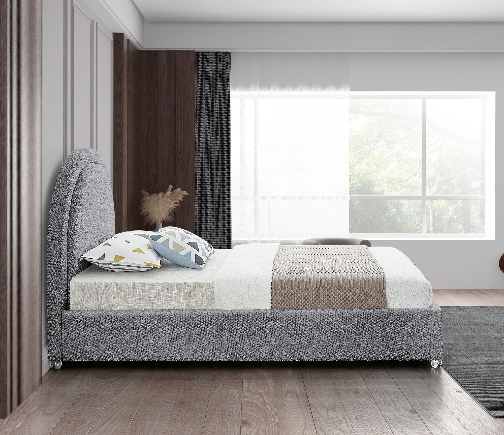 Milo Boucle Fabric Twin Size Bed