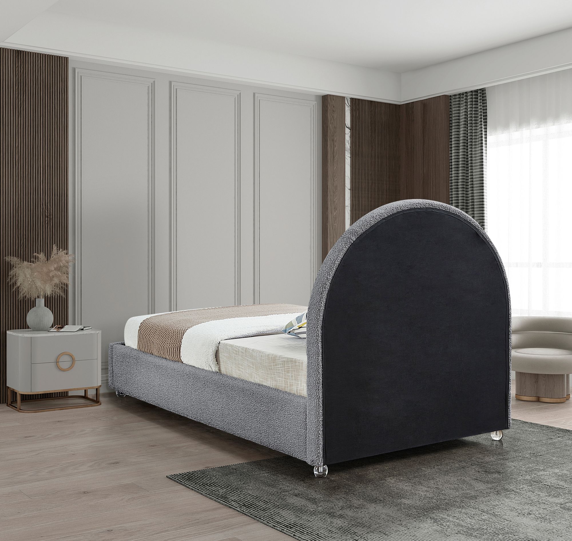Milo Boucle Fabric Twin Size Bed