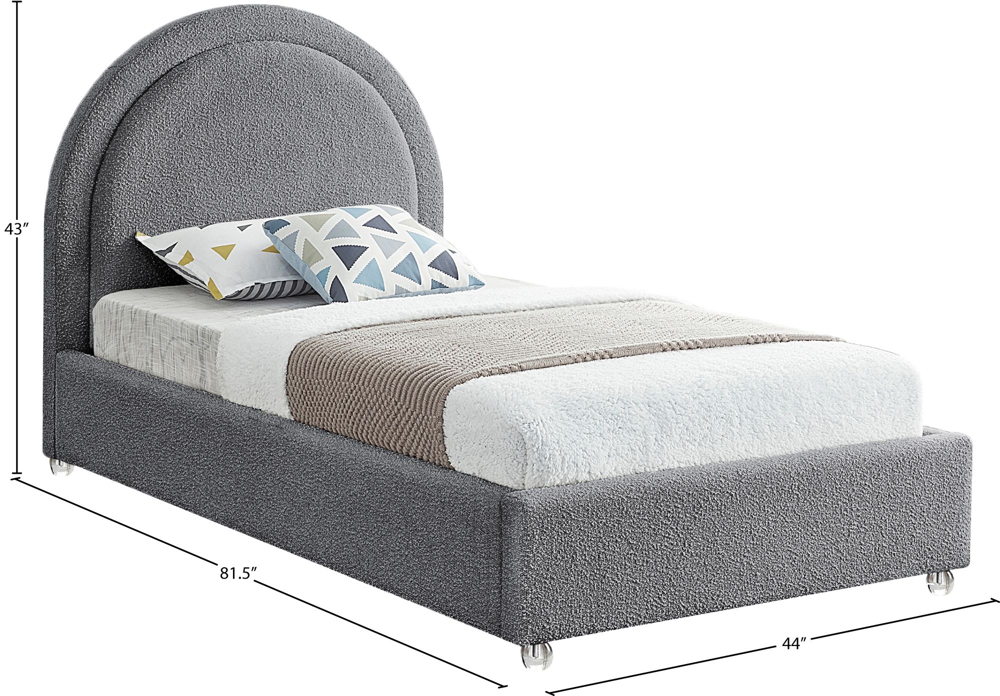 Milo Boucle Fabric Twin Size Bed