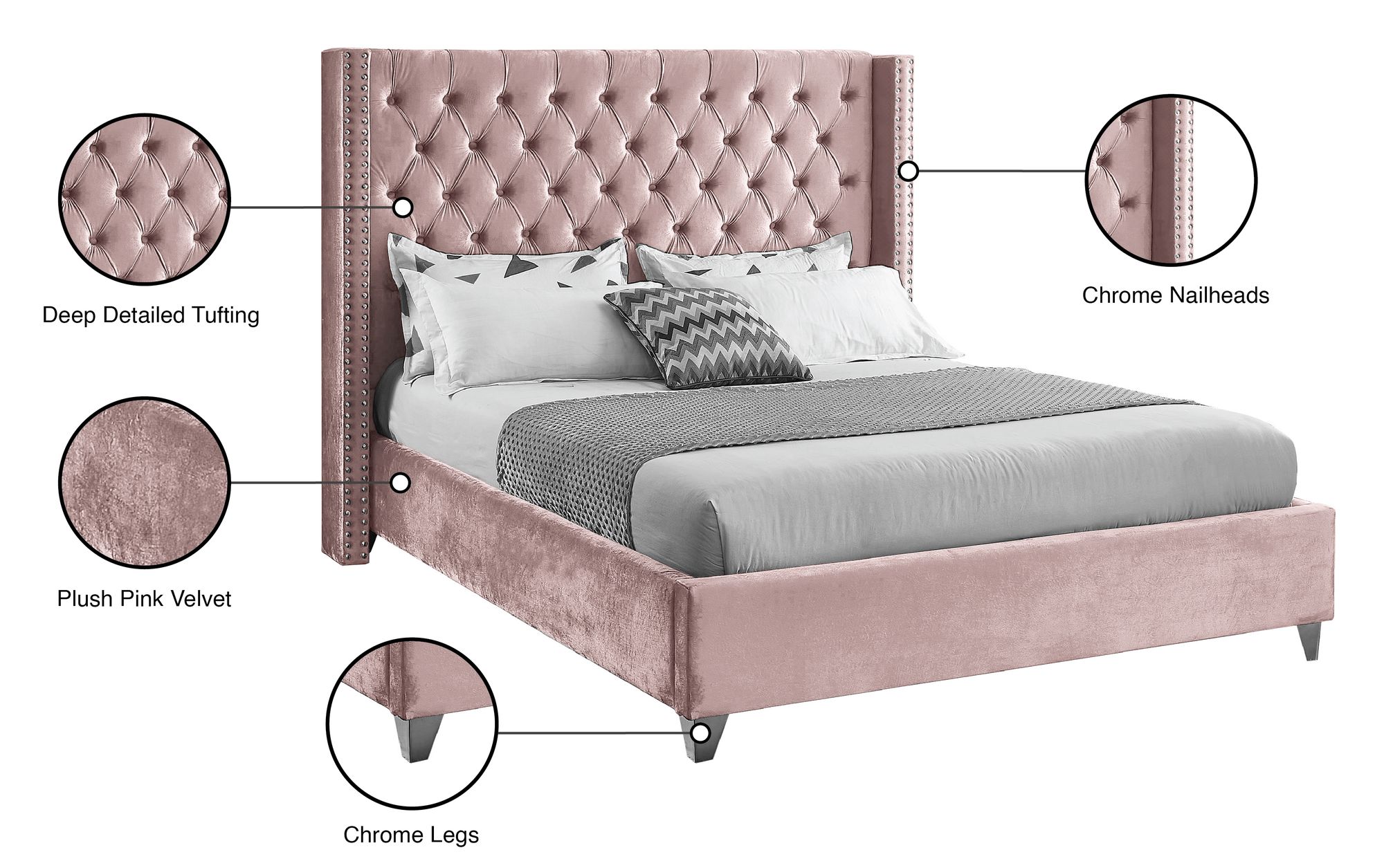 Aiden Velvet Full Size Bed