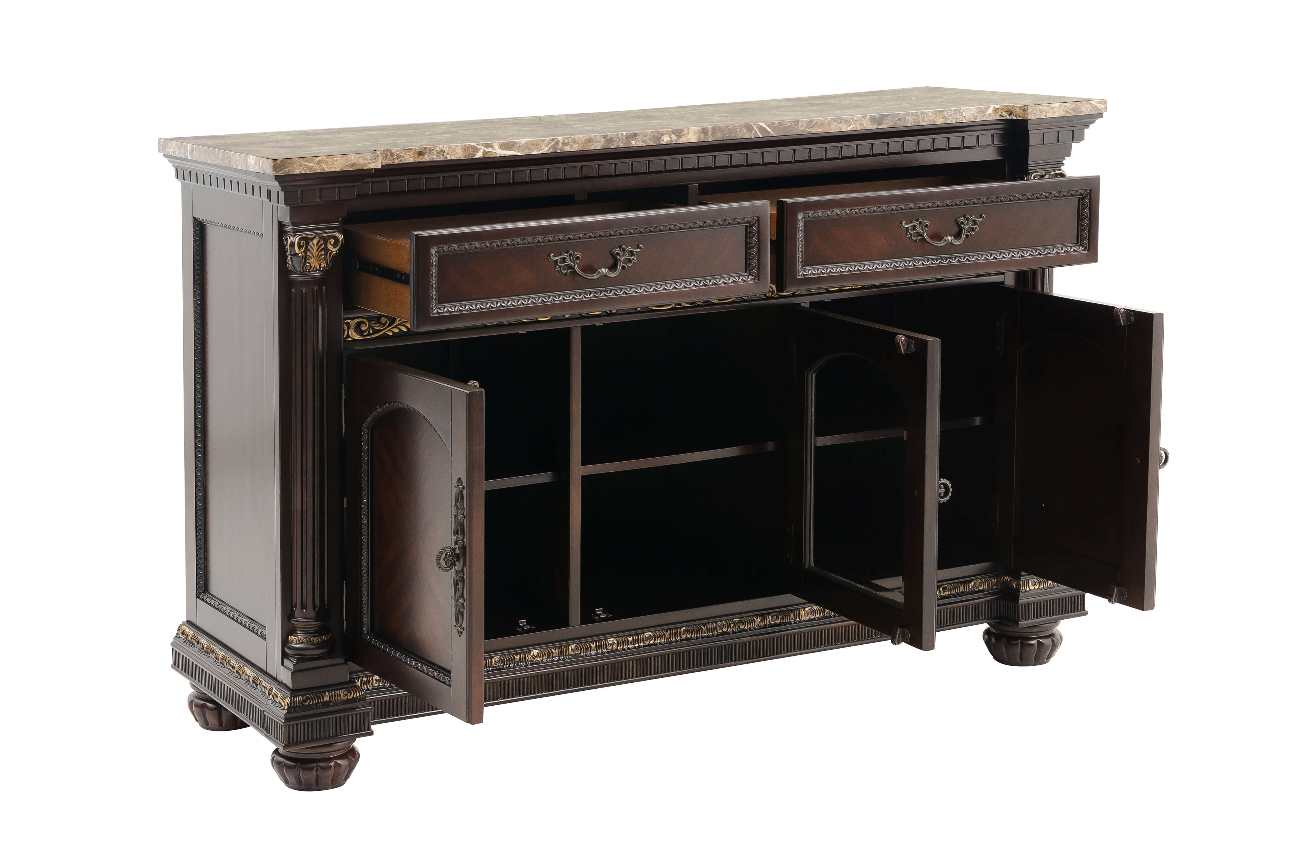 Russian Hill Classic Faux Marble Top Wood Buffet