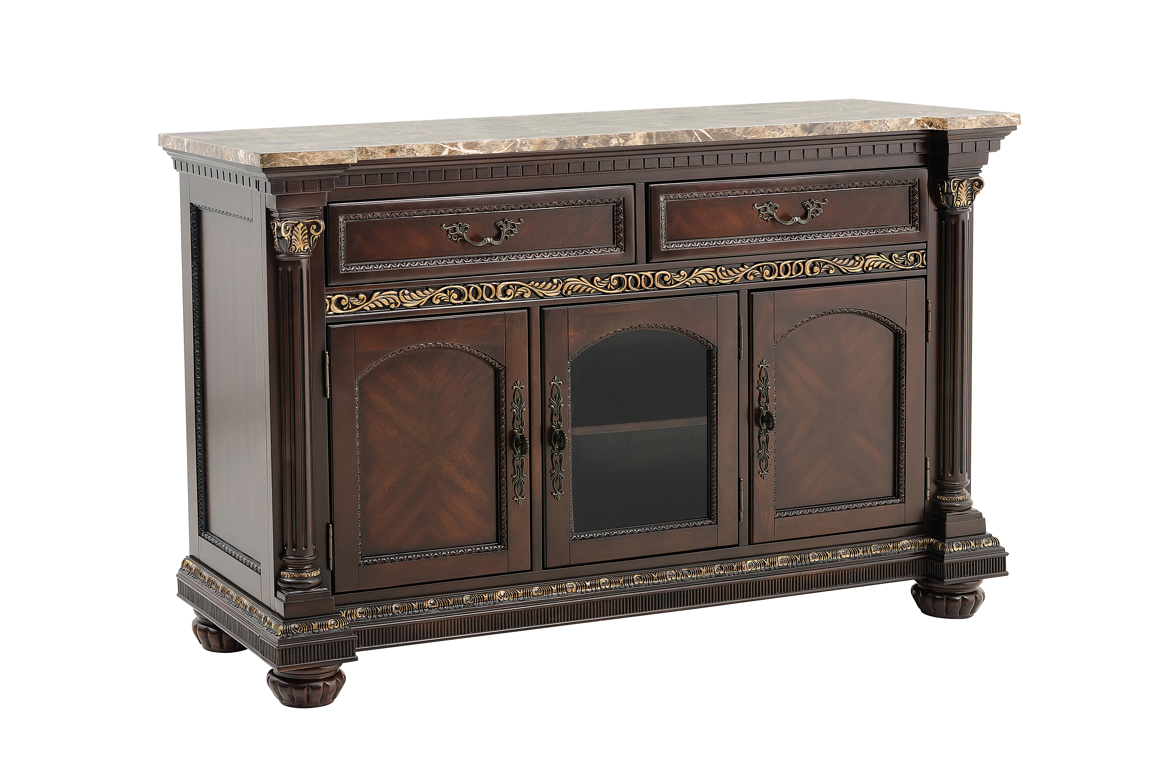 Russian Hill Classic Faux Marble Top Wood Buffet