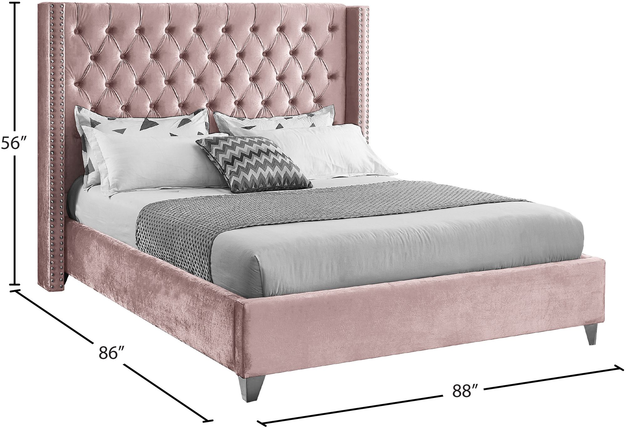 Aiden Velvet King Size Bed