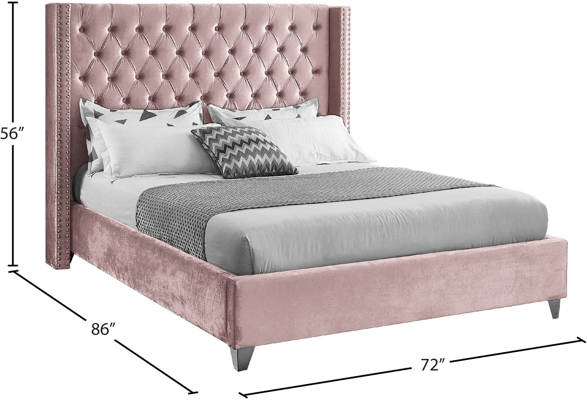 Aiden Velvet Queen Size Bed