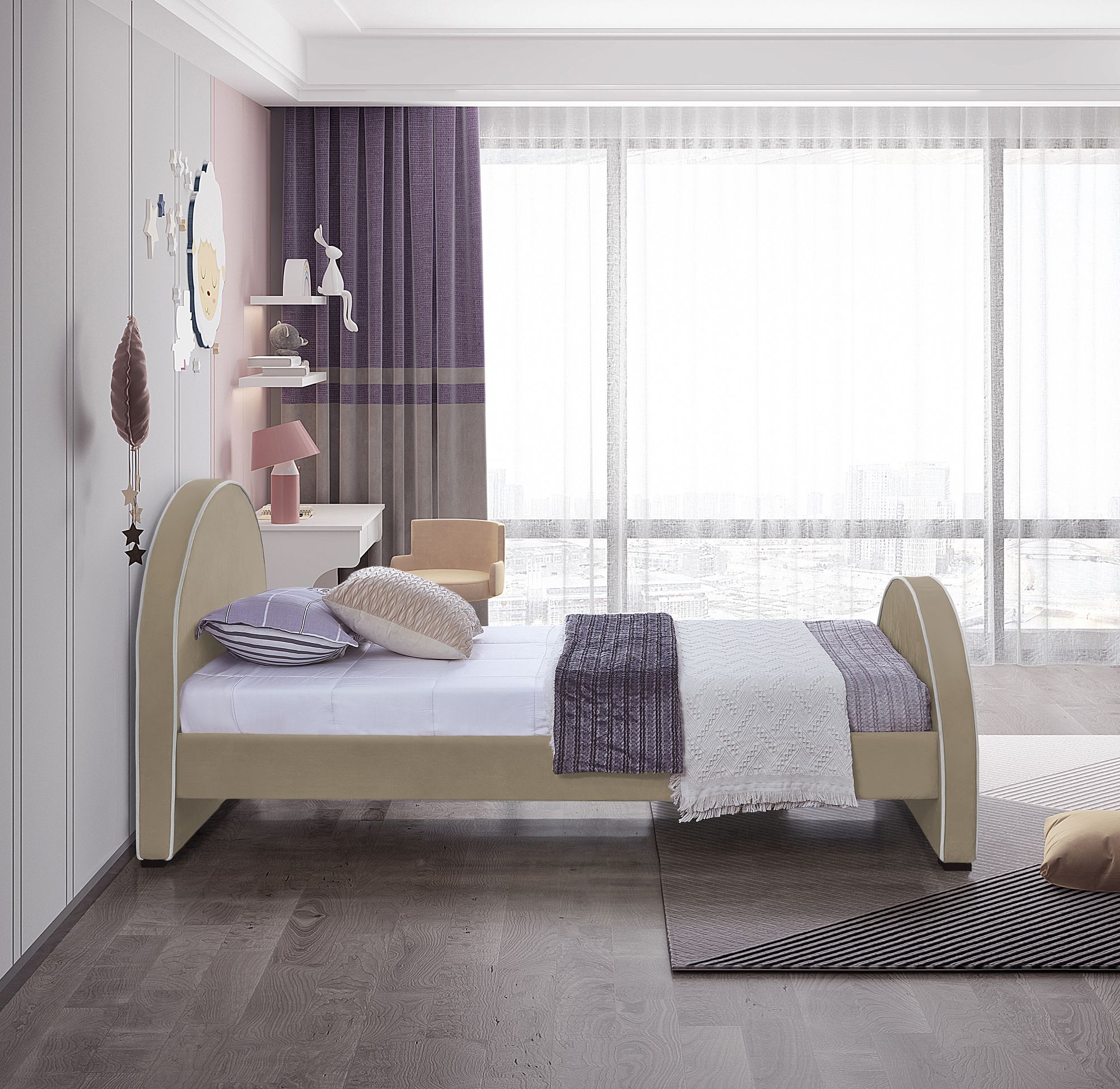 Brody Velvet Twin Size Bed