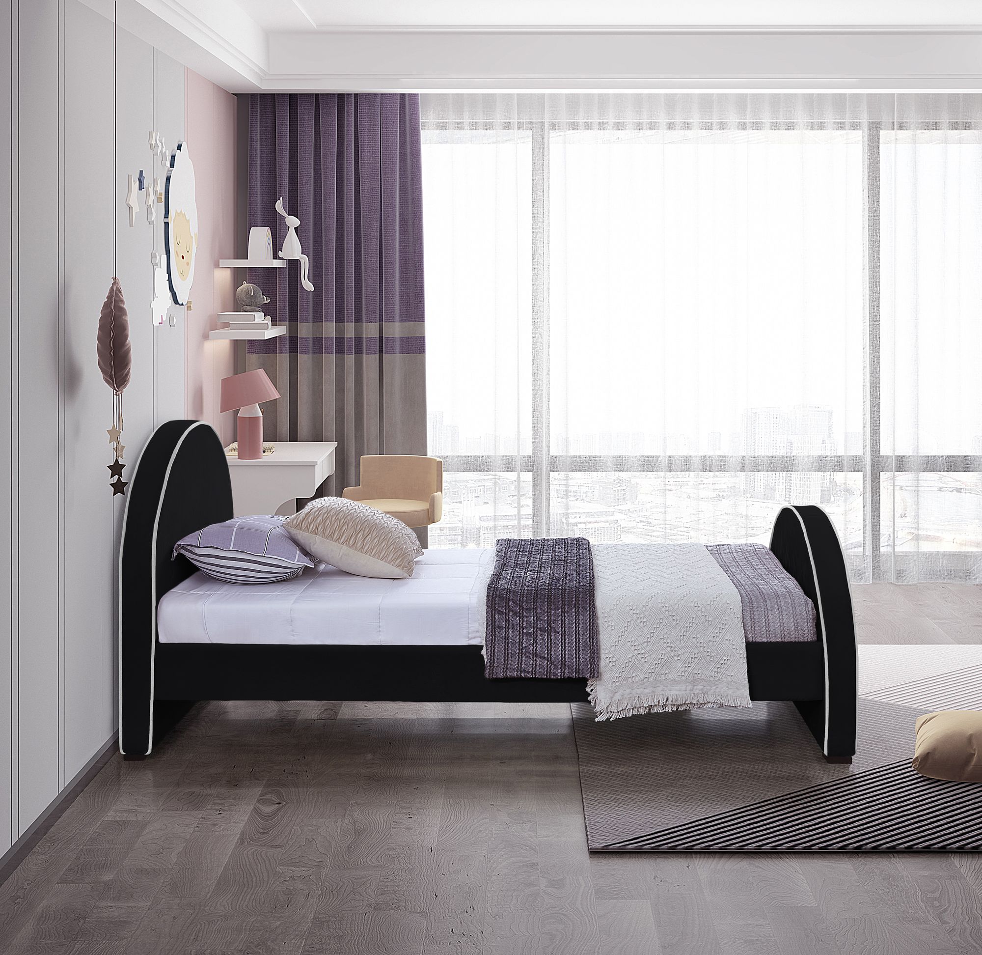 Brody Velvet Twin Size Bed