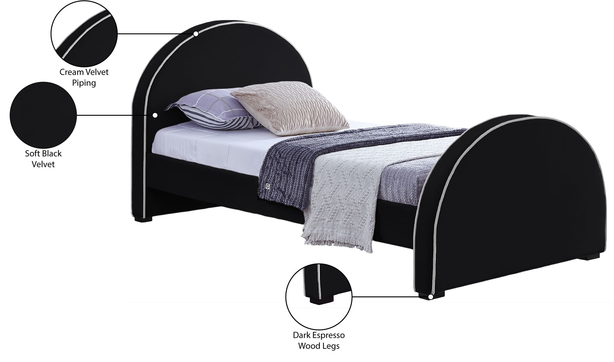Brody Velvet Twin Size Bed
