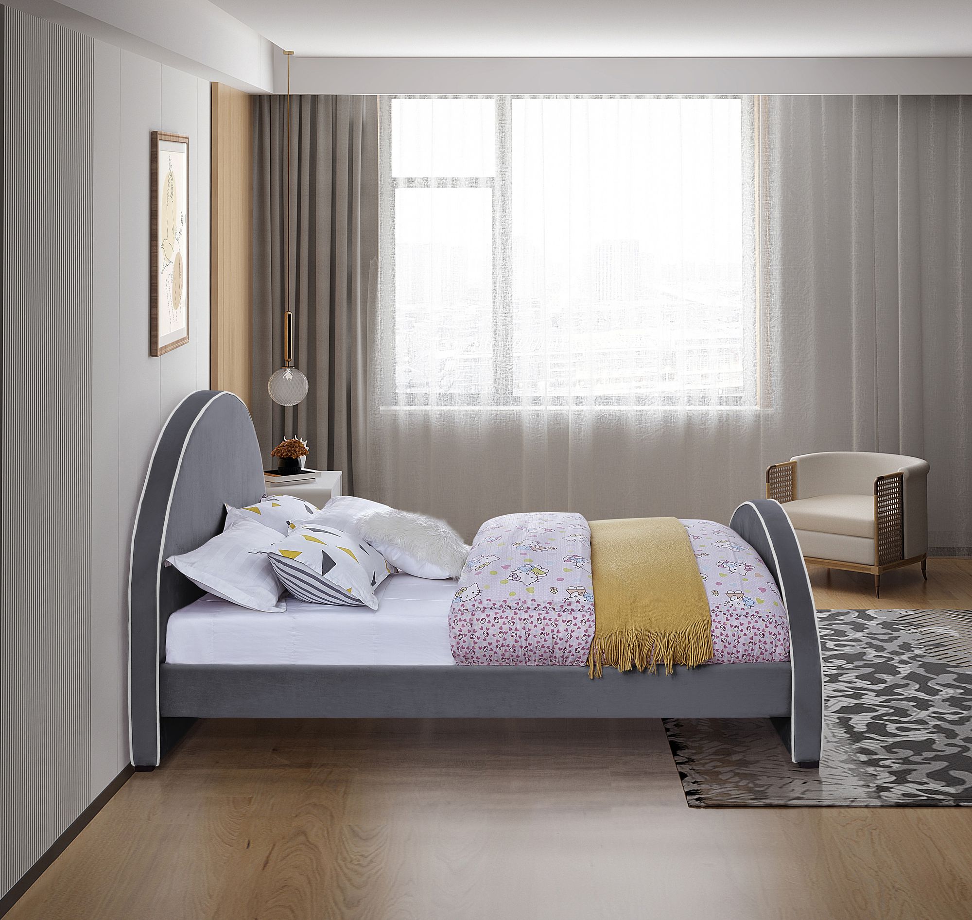 Brody Velvet King Size Bed