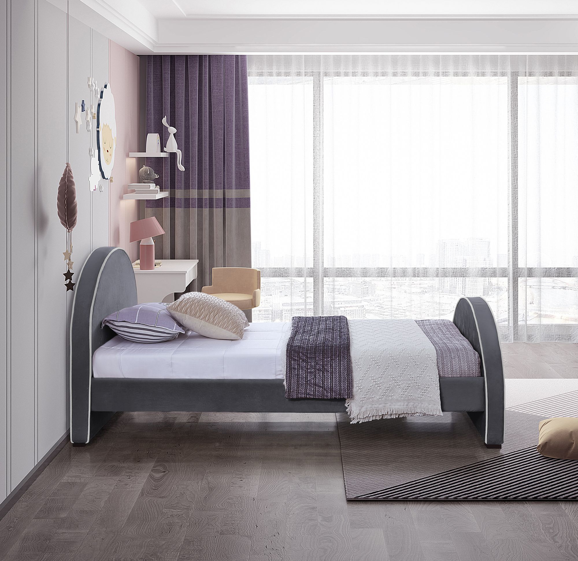 Brody Velvet Twin Size Bed