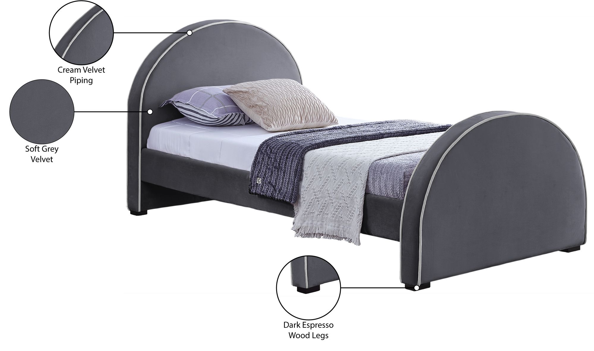 Brody Velvet Twin Size Bed