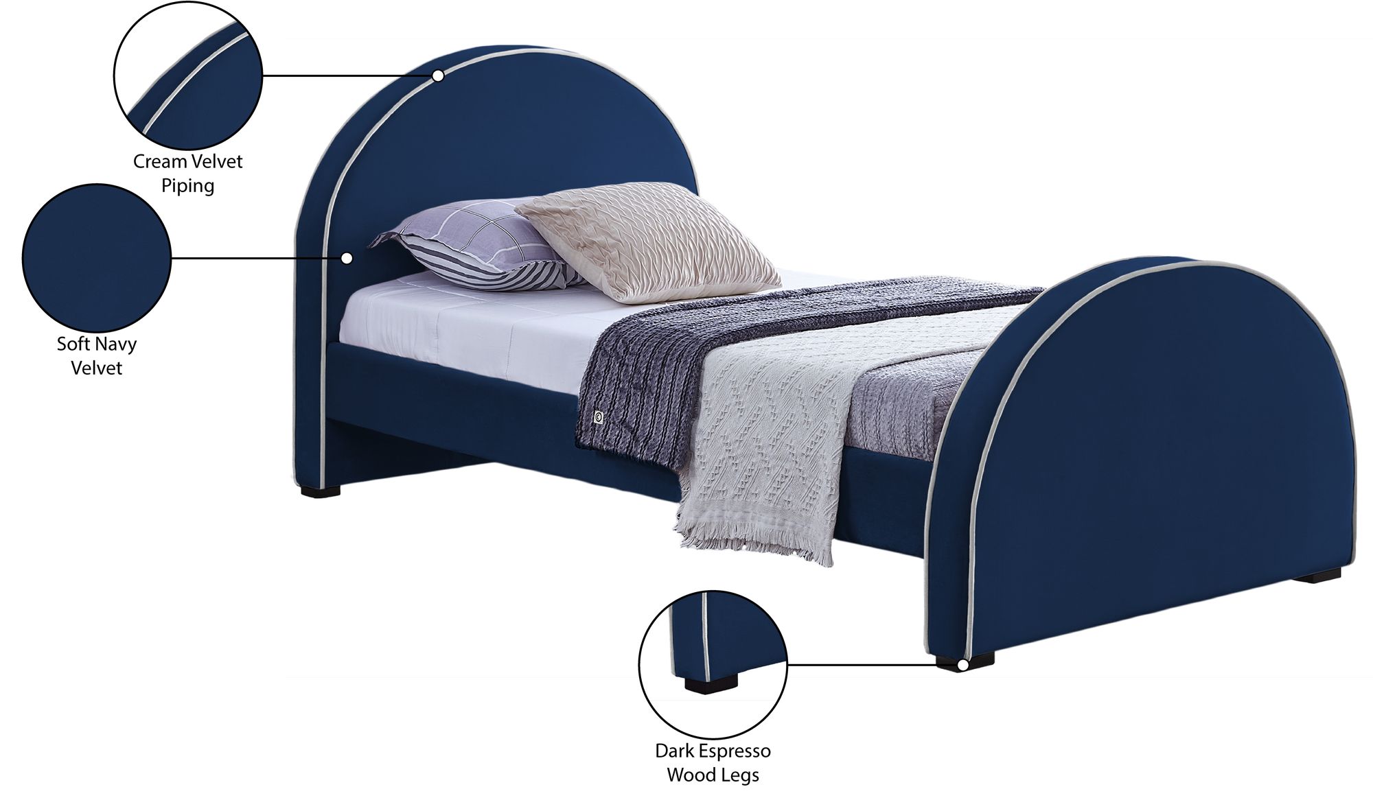 Brody Velvet Twin Size Bed