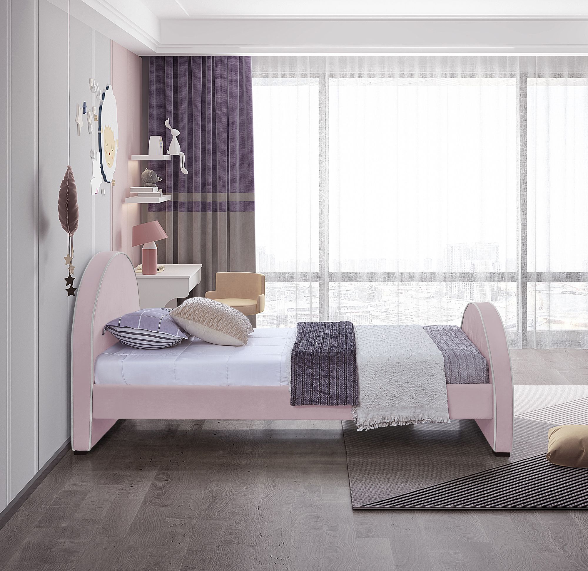 Brody Velvet Twin Size Bed