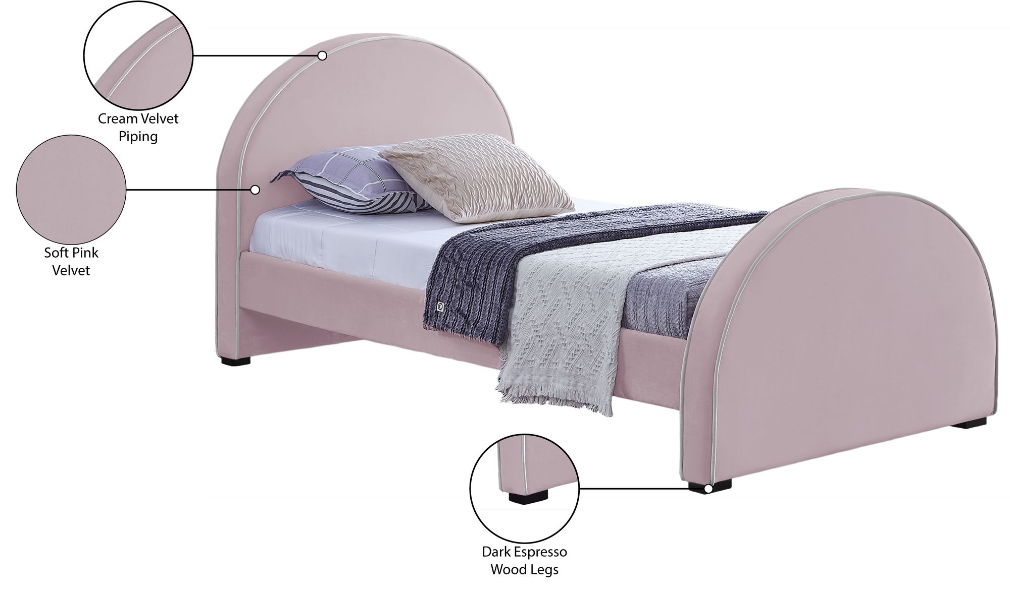 Brody Velvet Twin Size Bed