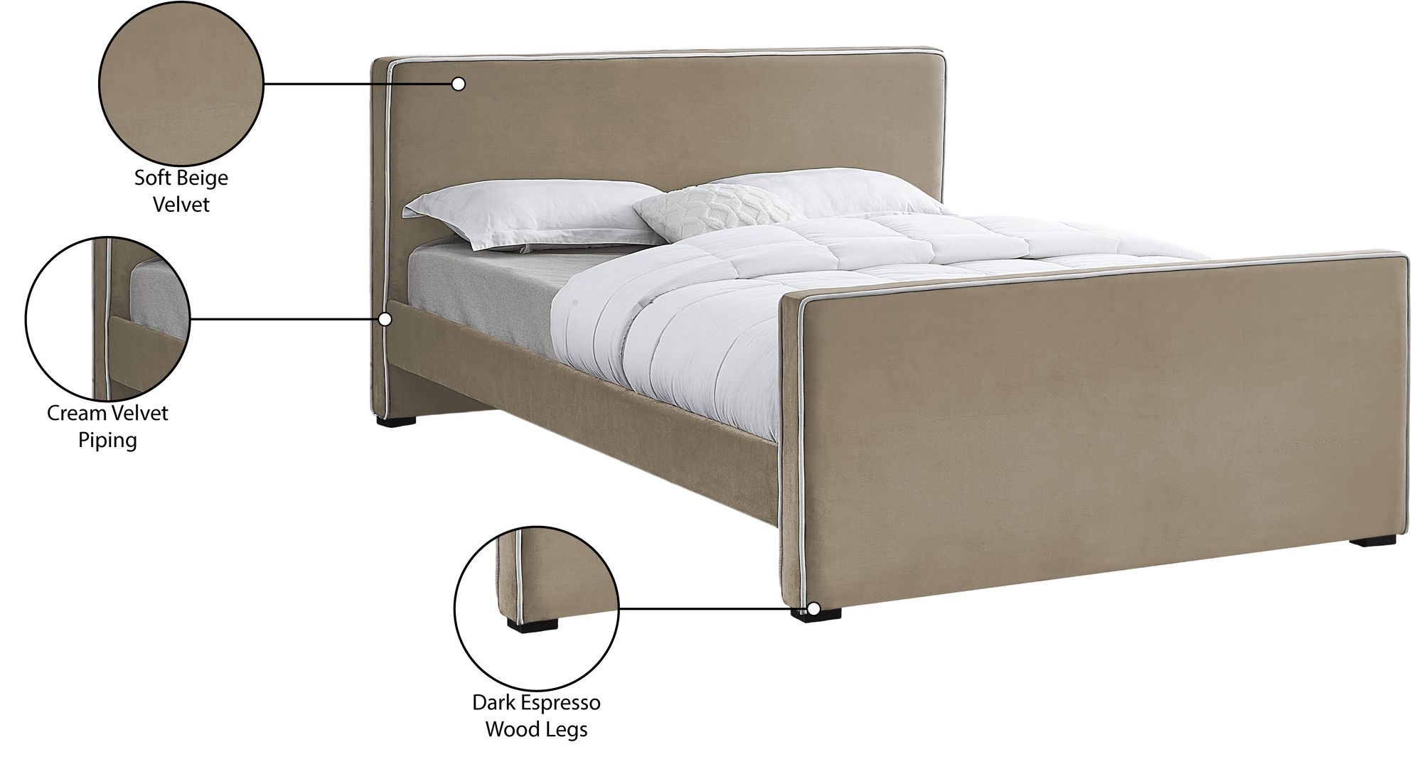 Dillard Velvet King Size Bed