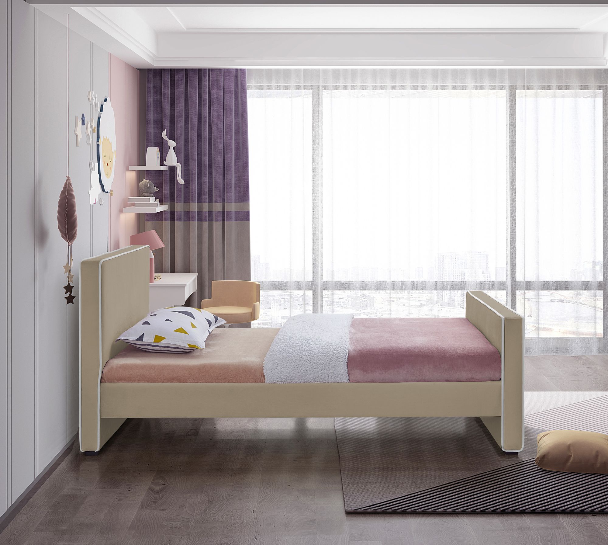 Dillard Velvet Twin Size Bed