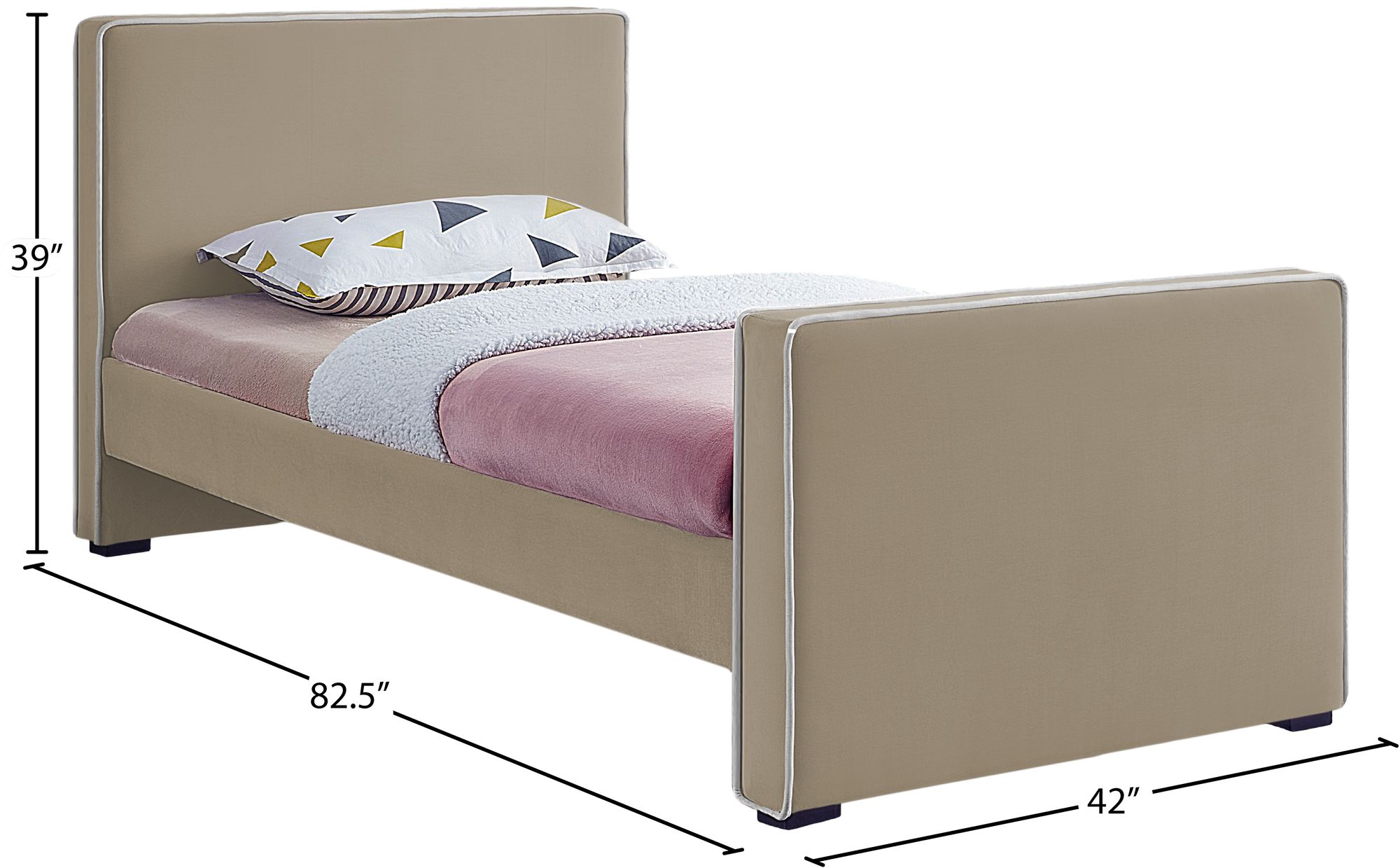 Dillard Velvet Twin Size Bed