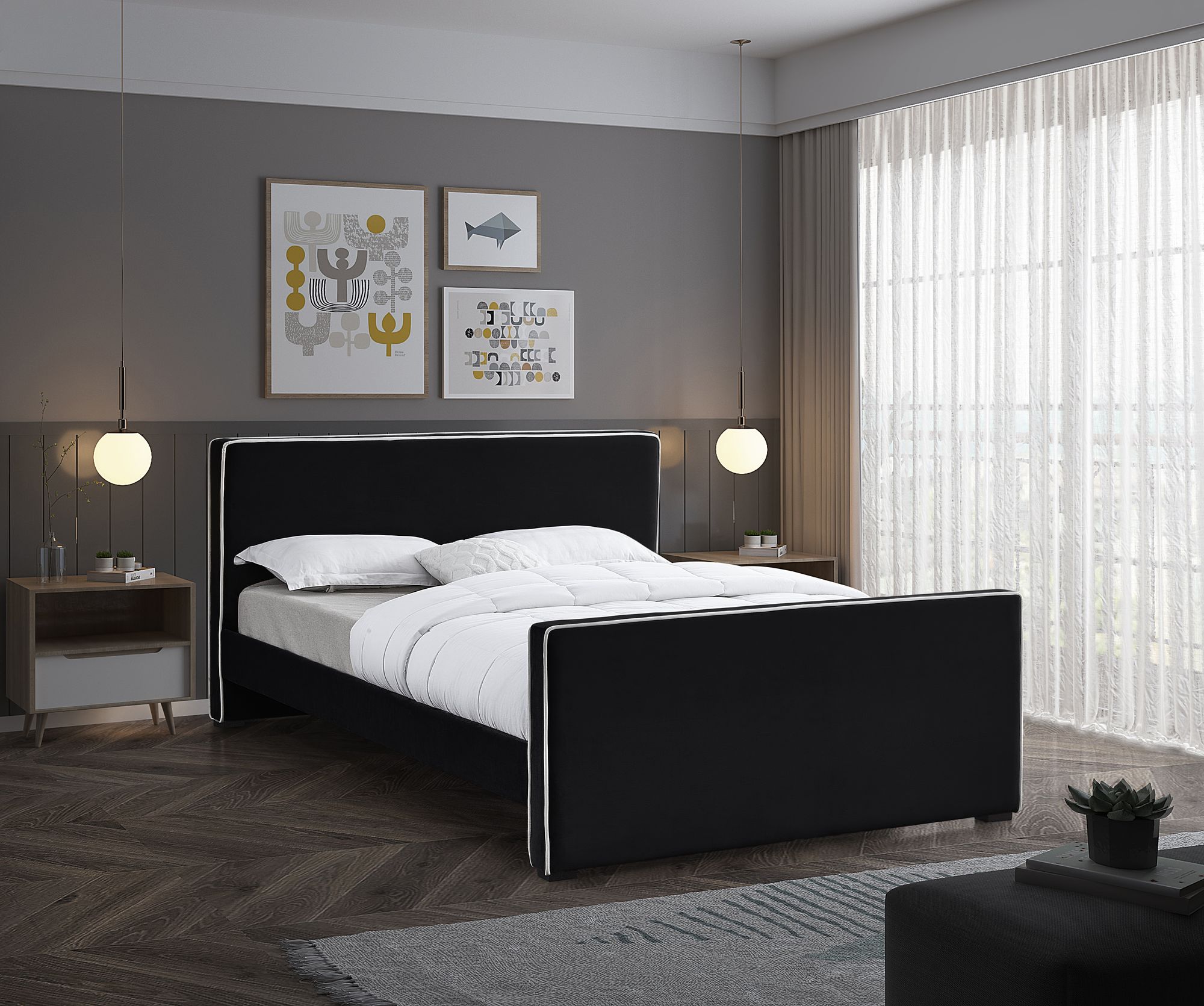 Dillard Velvet King Size Bed