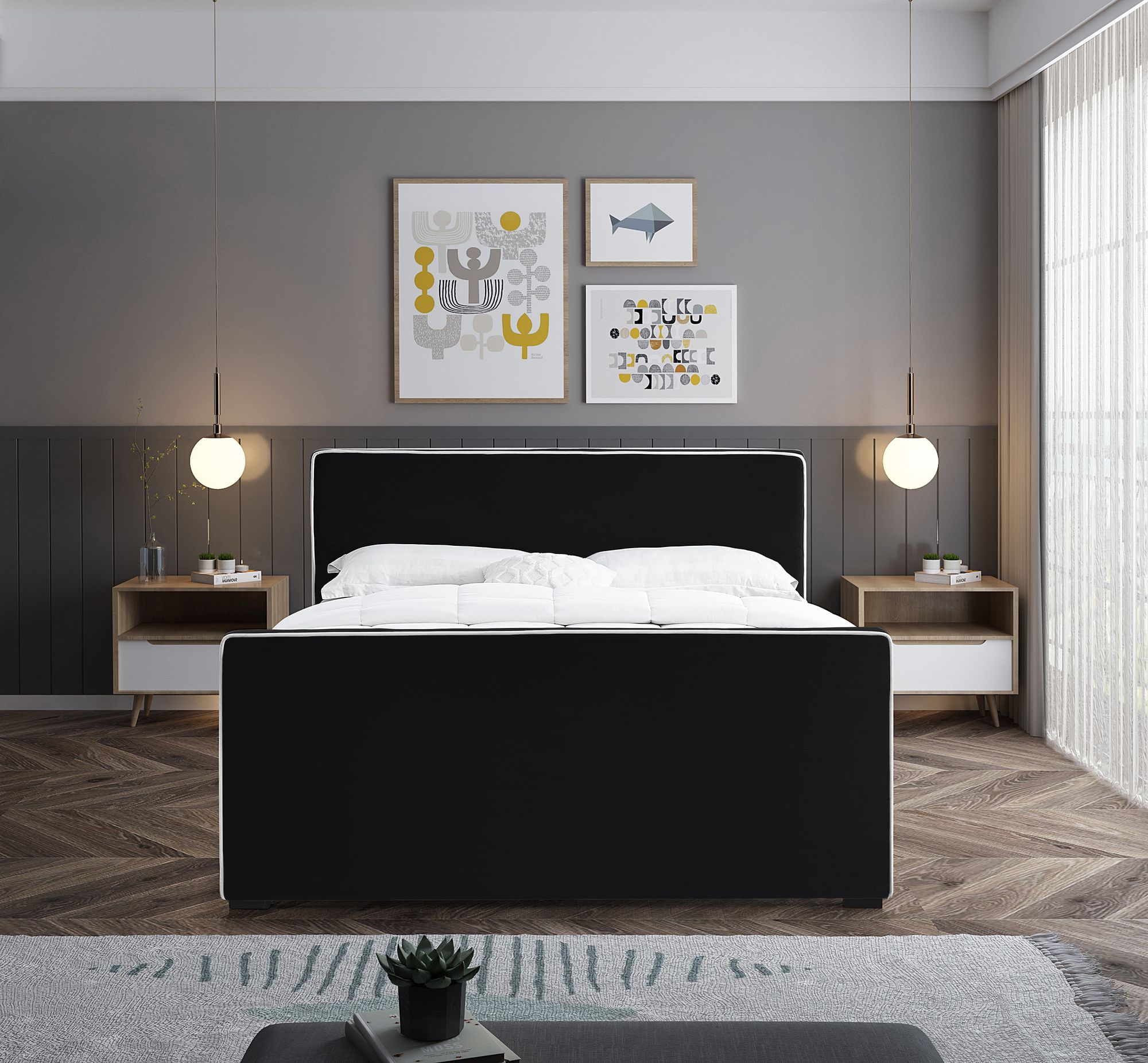 Dillard Velvet King Size Bed
