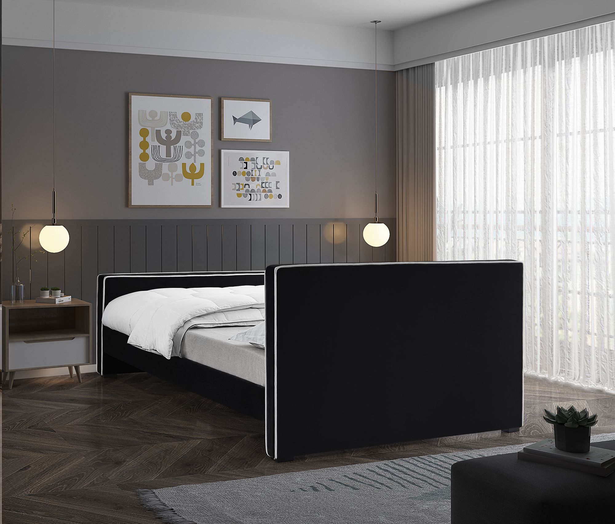 Dillard Velvet Queen Size Bed