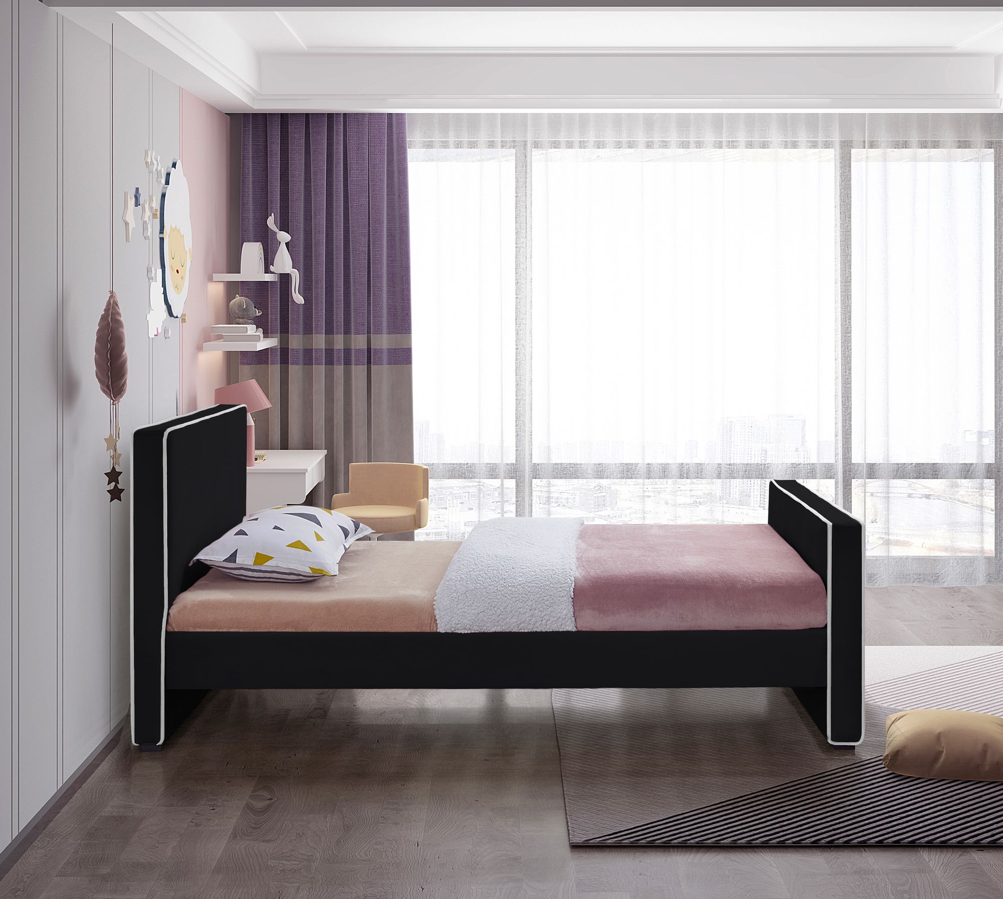Dillard Velvet Twin Size Bed