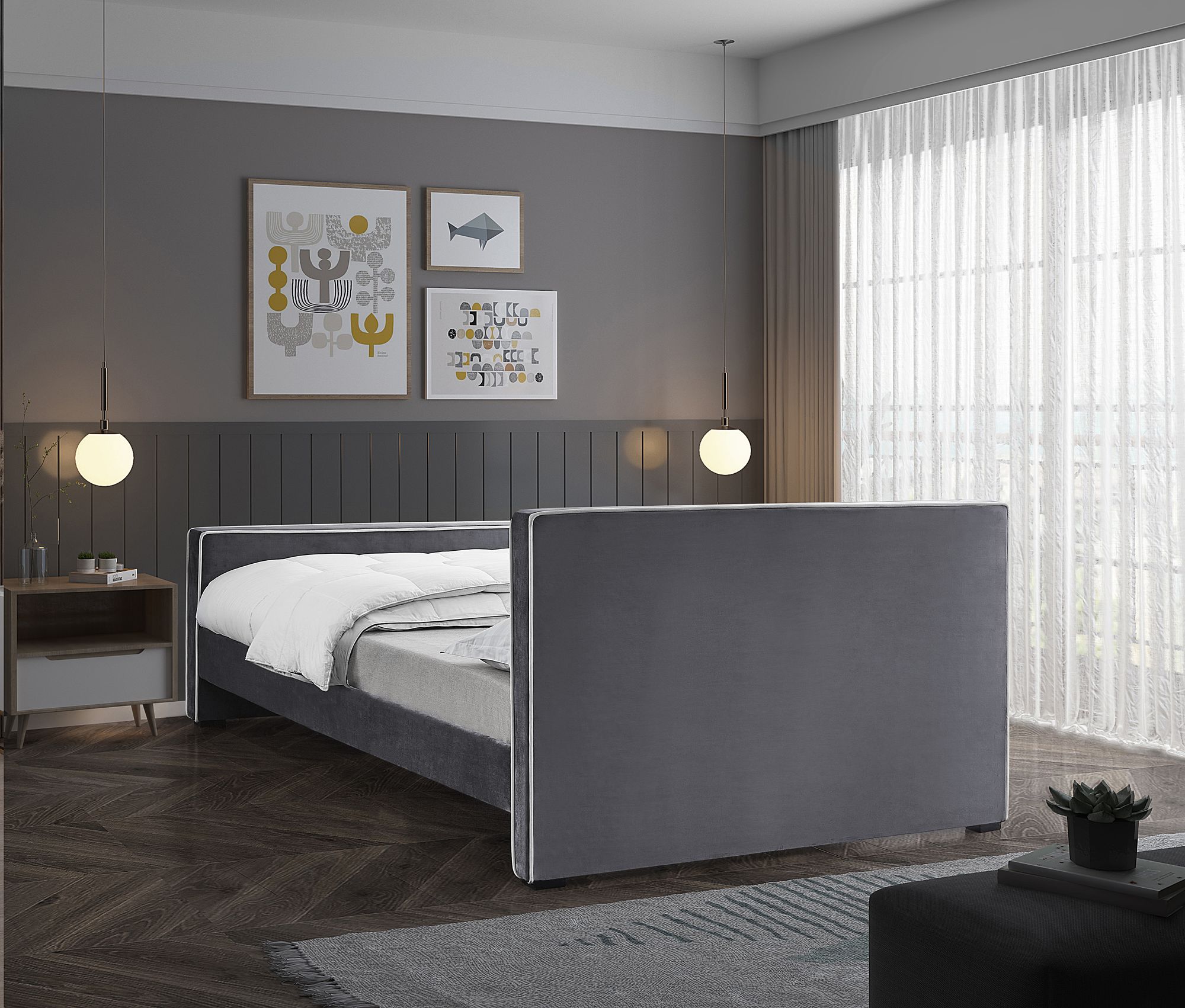 Dillard Velvet King Size Bed
