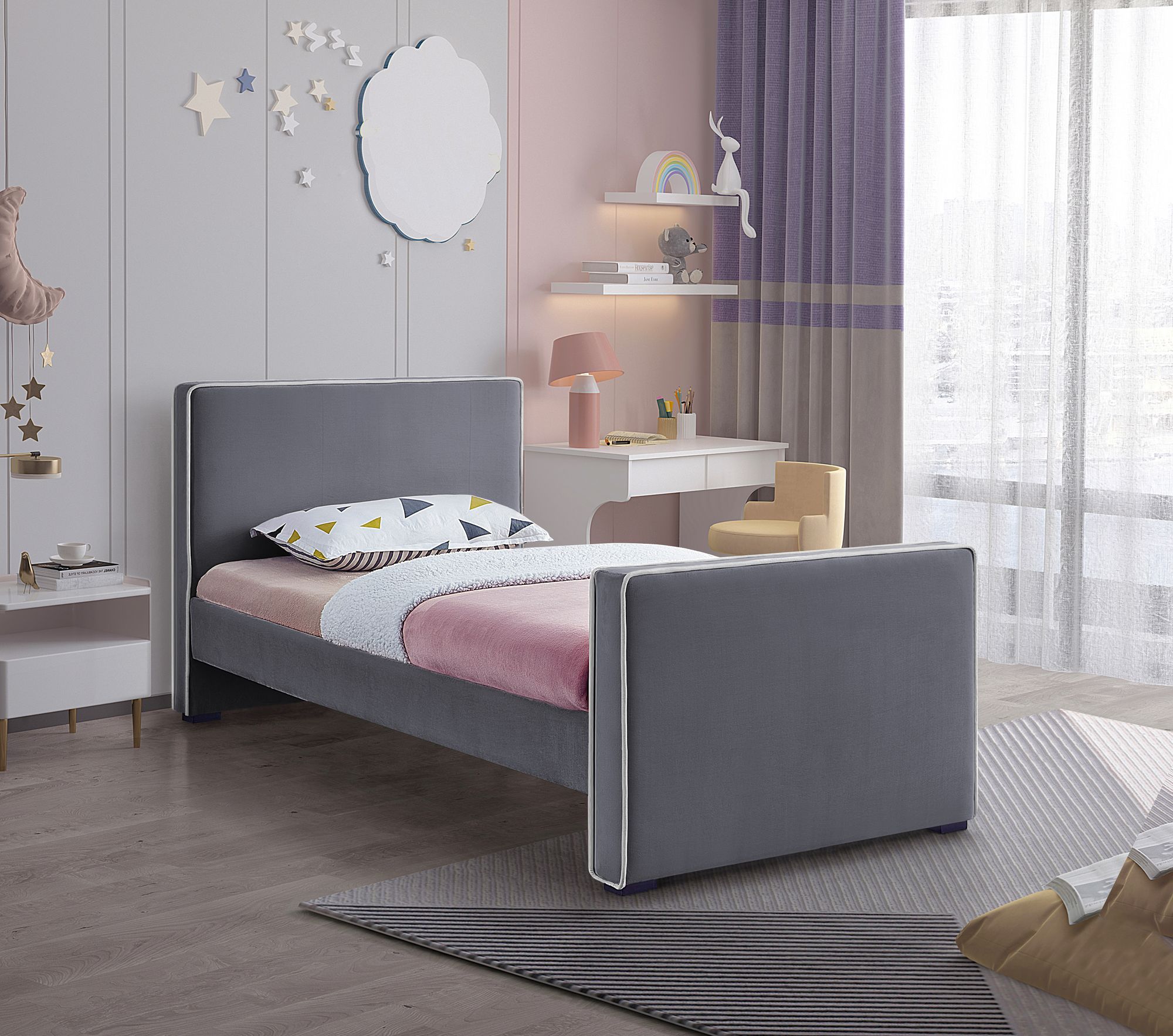 Dillard Velvet Twin Size Bed