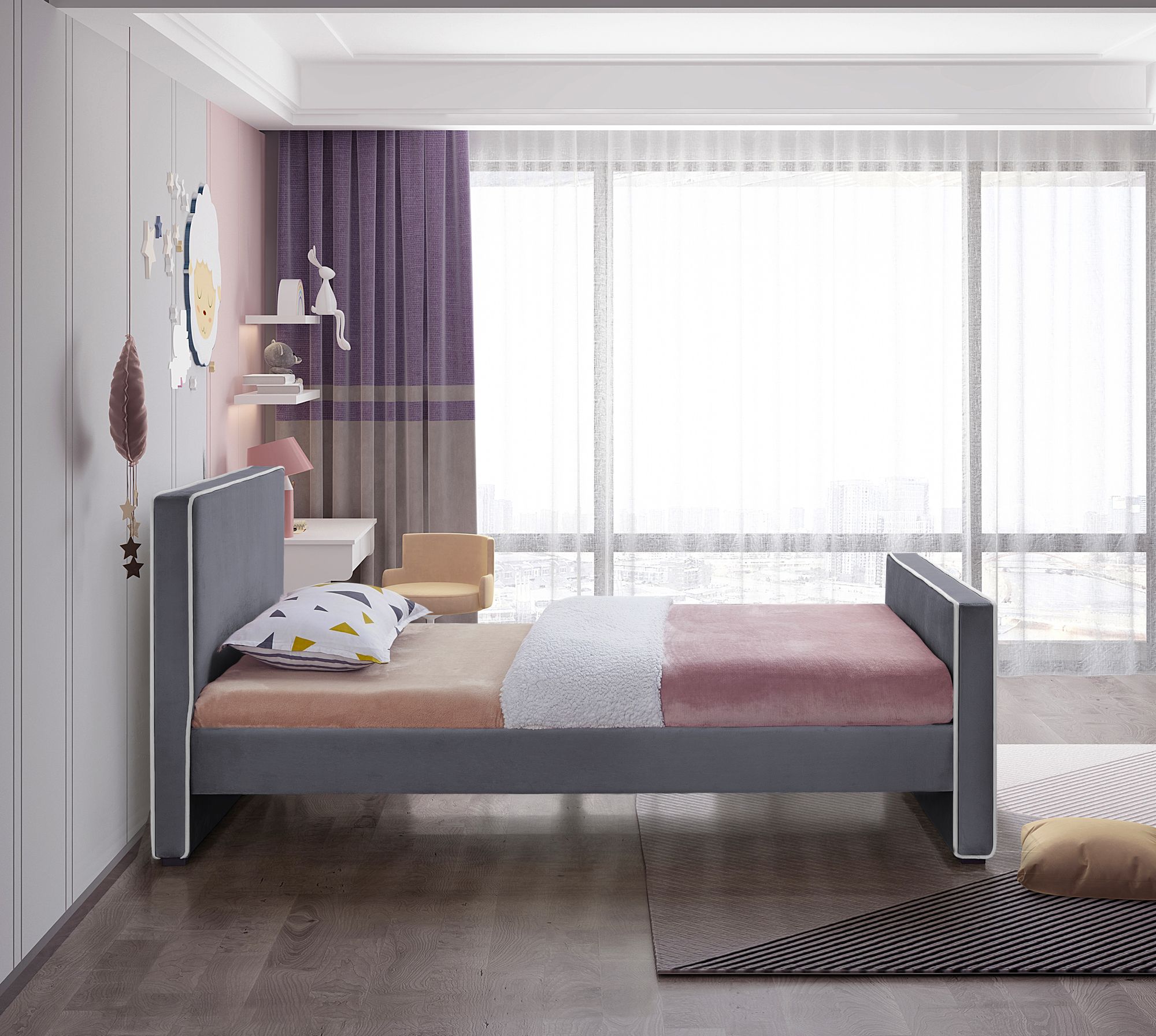 Dillard Velvet Twin Size Bed