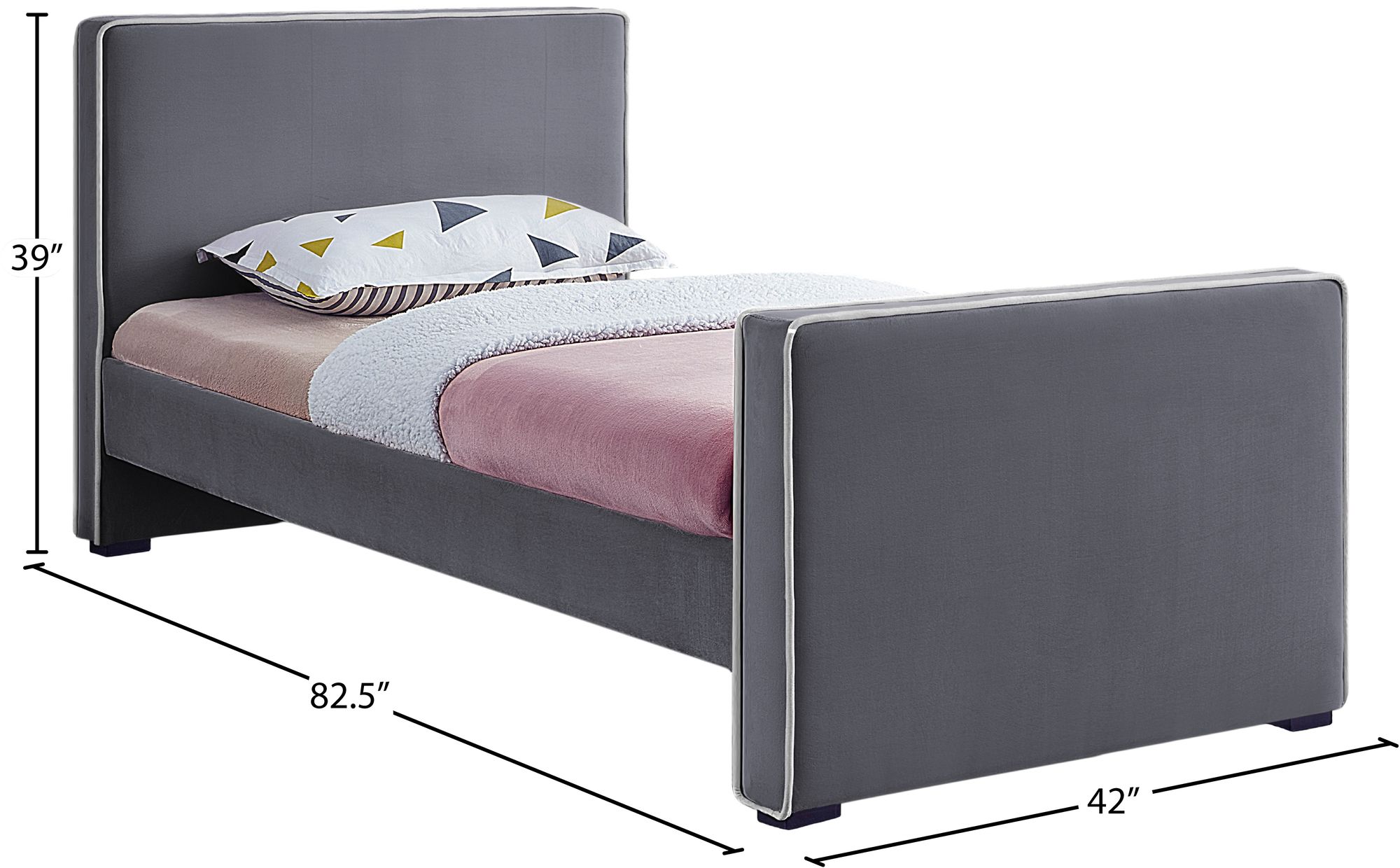 Dillard Velvet Twin Size Bed