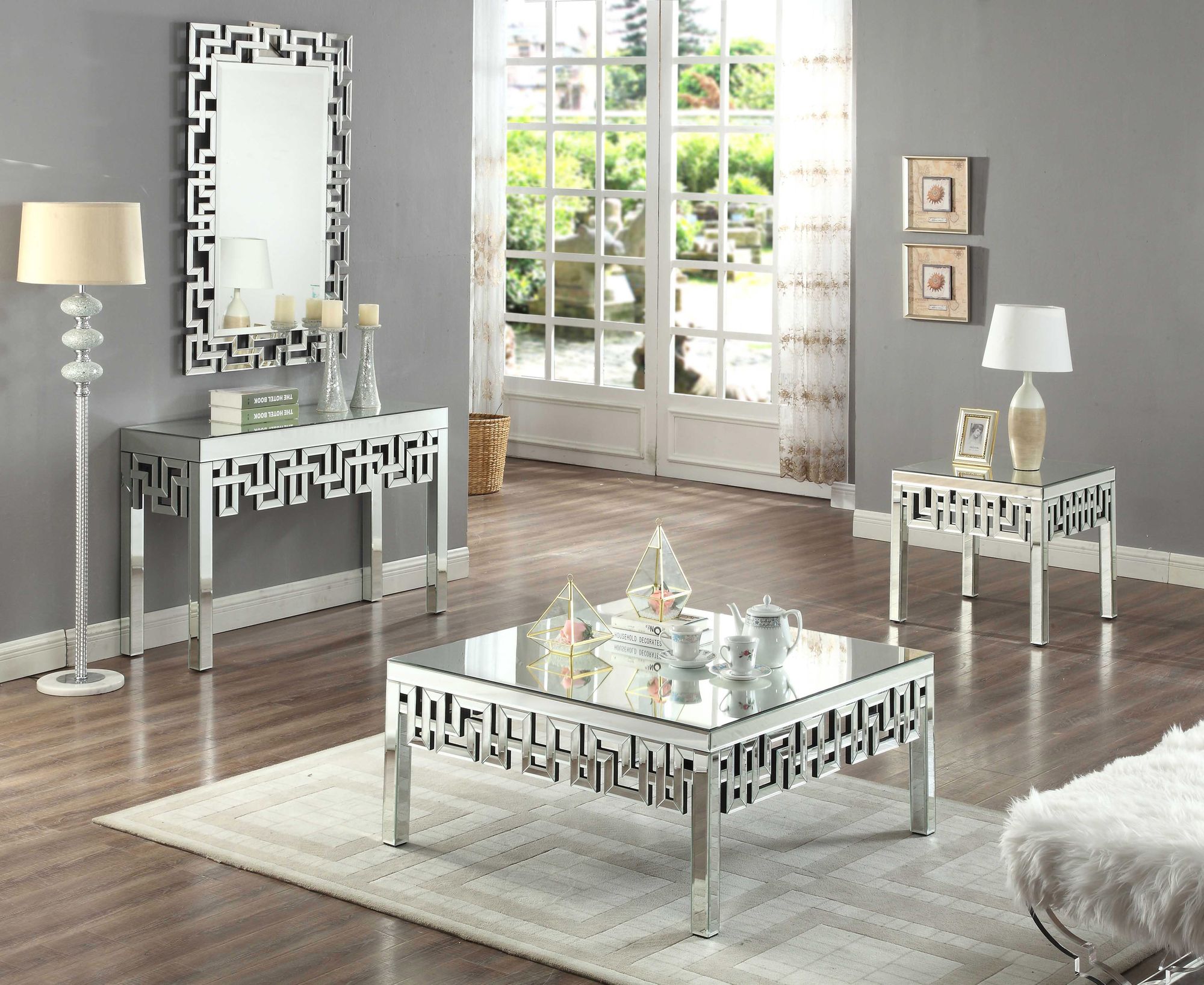 Aria 39" Square Mirrored Coffee Table
