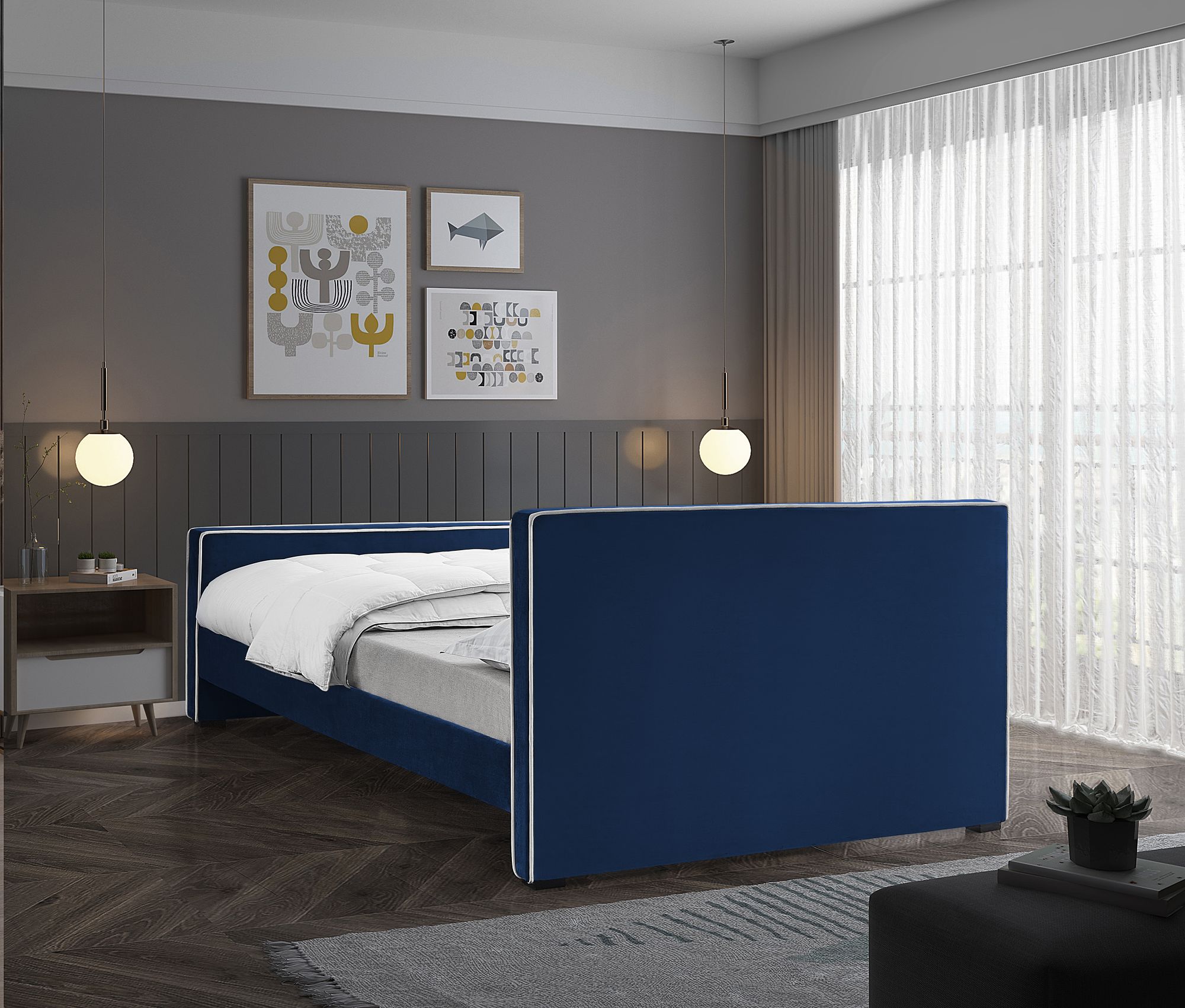 Dillard Velvet Queen Size Bed