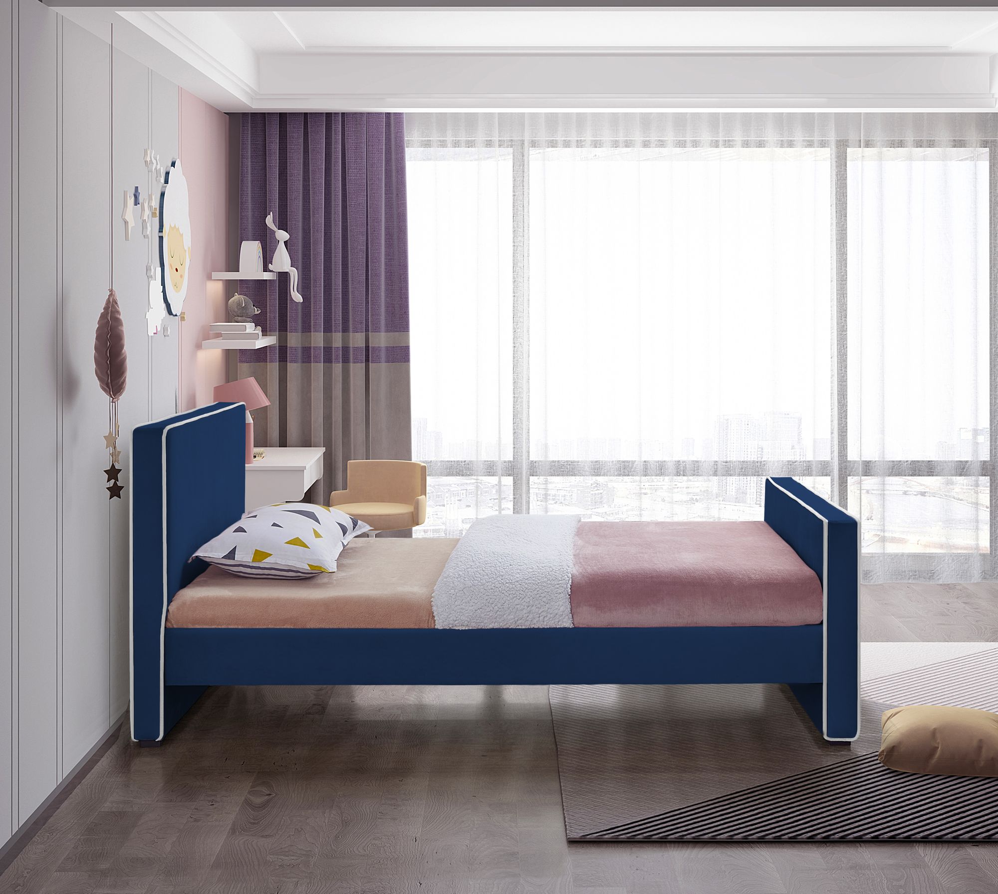 Dillard Velvet Twin Size Bed