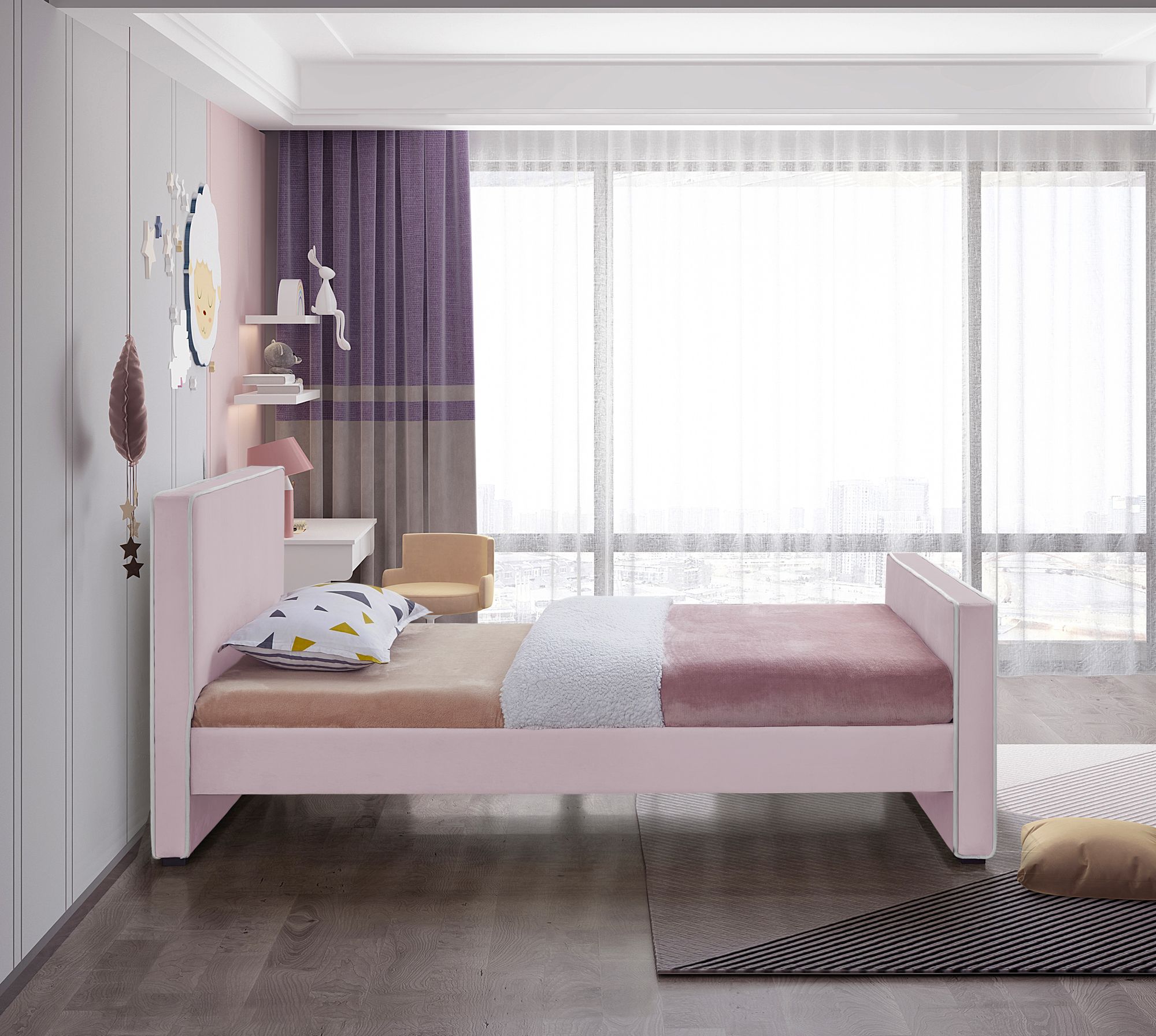 Dillard Velvet Twin Size Bed