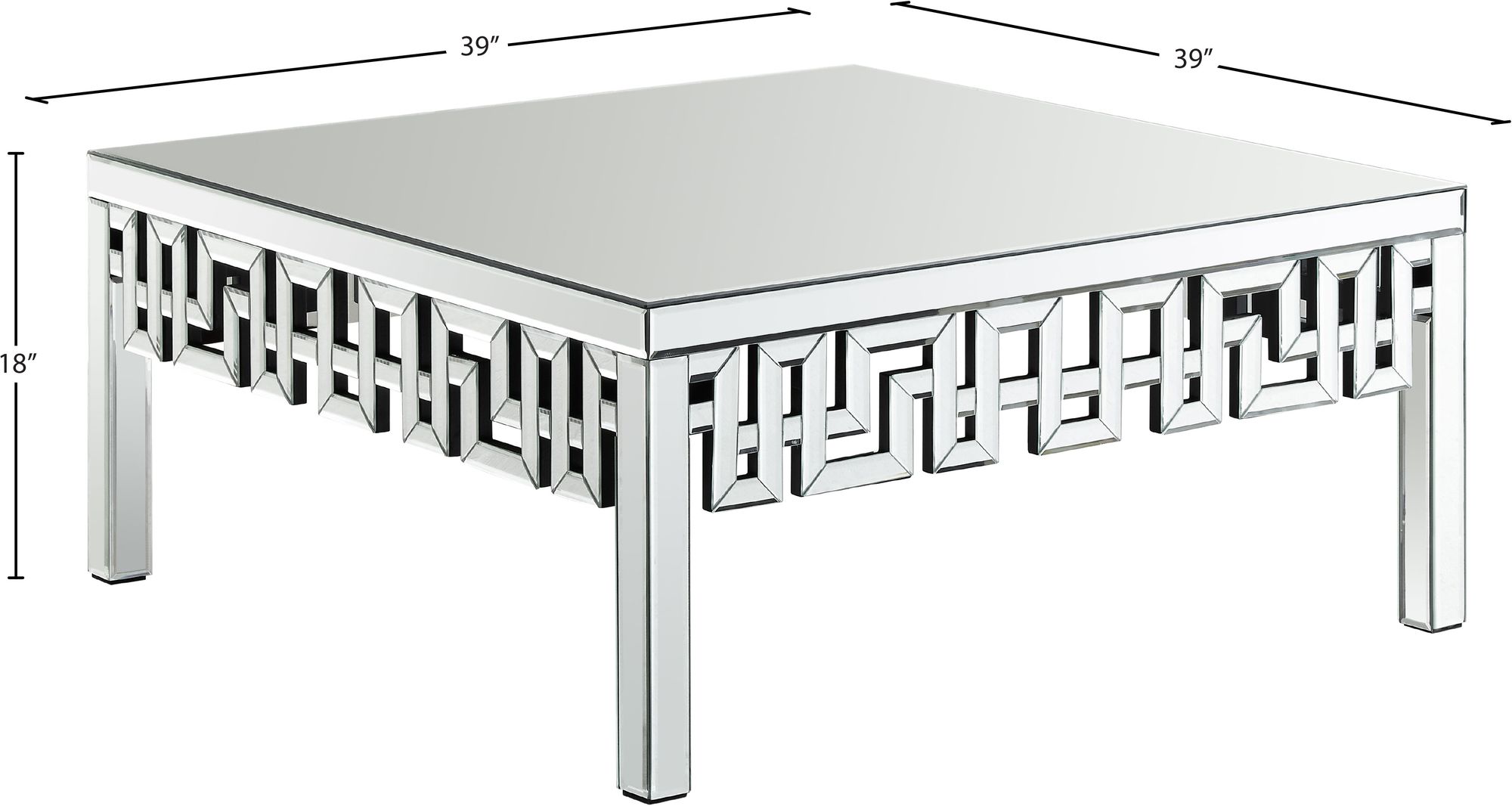 Aria 39" Square Mirrored Coffee Table