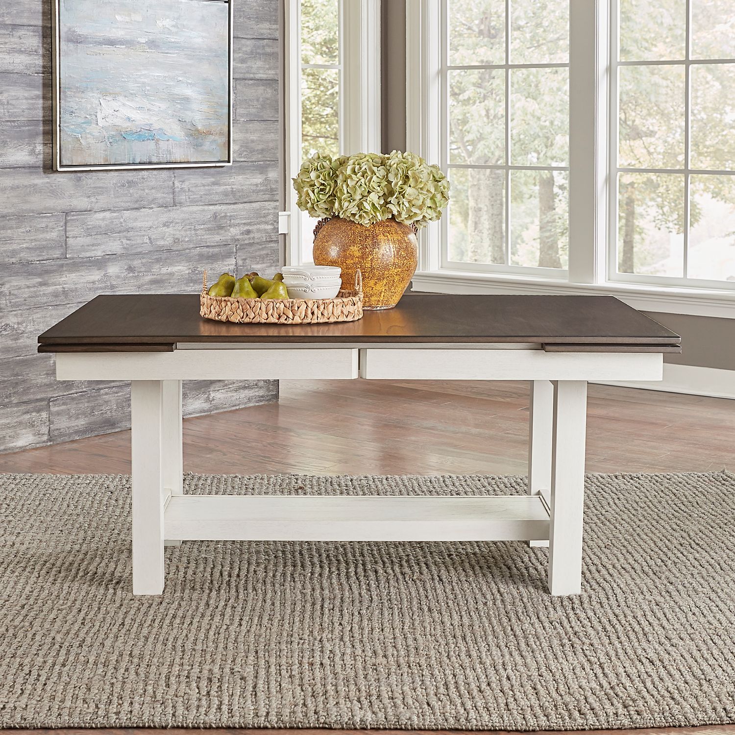 Brook Bay Rectangular Wood Extendable Trestle Dining Table