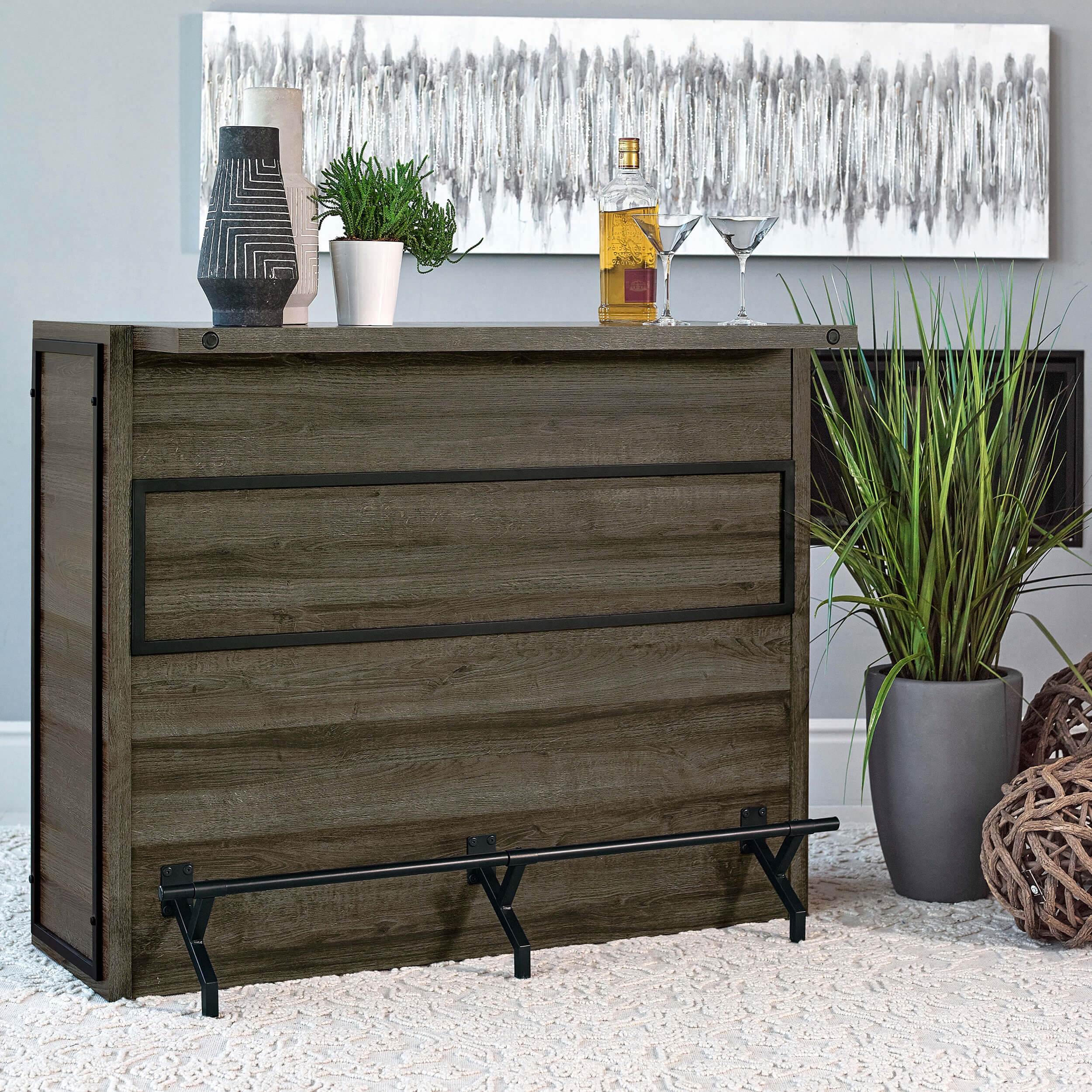 Joe Rectangular Wood Veneer Storage Bar Unit