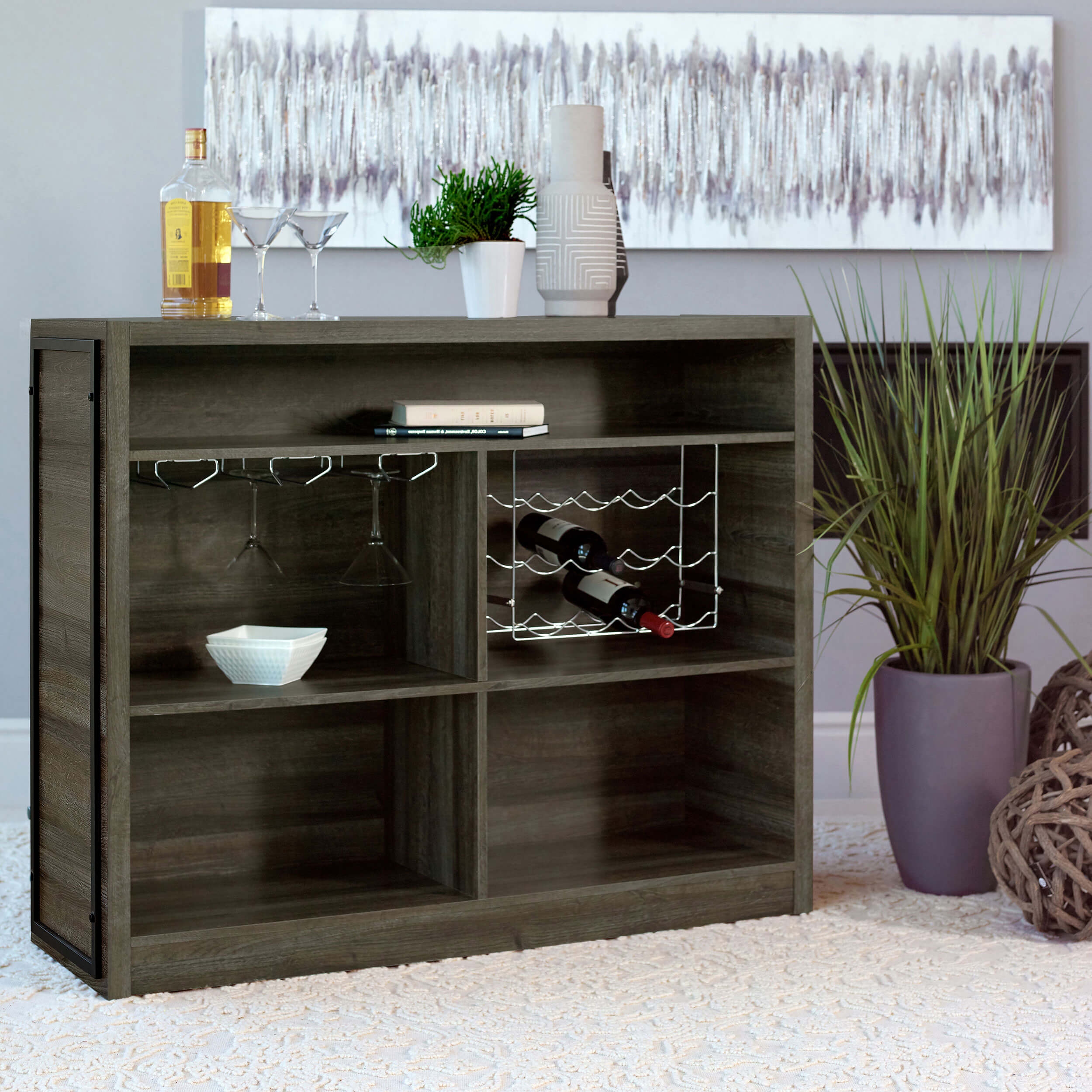 Joe Rectangular Wood Veneer Storage Bar Unit