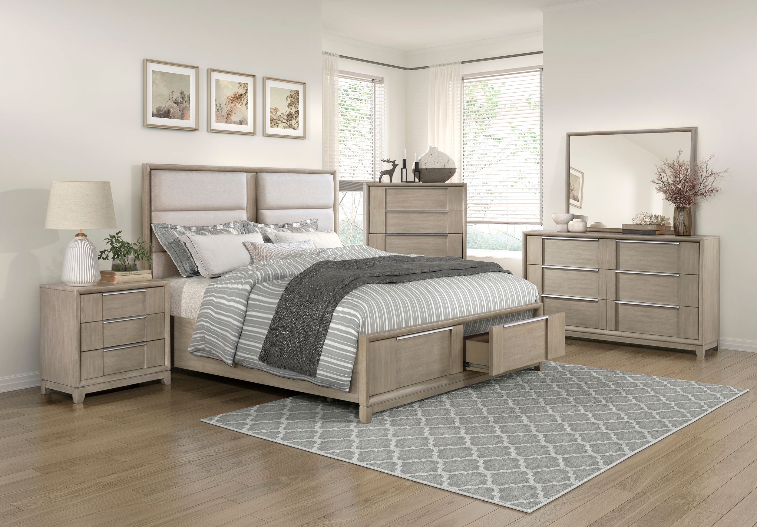 McKewen Polyester/Wood California King Storage Platform Bed