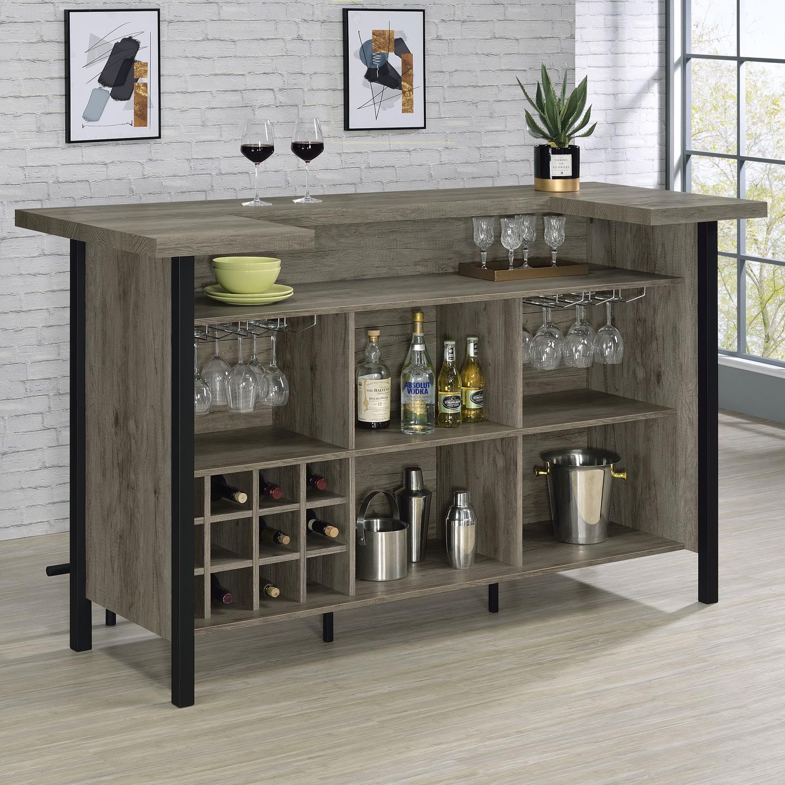 Bellemore Rectangular Wood Veneer Storage Bar Unit
