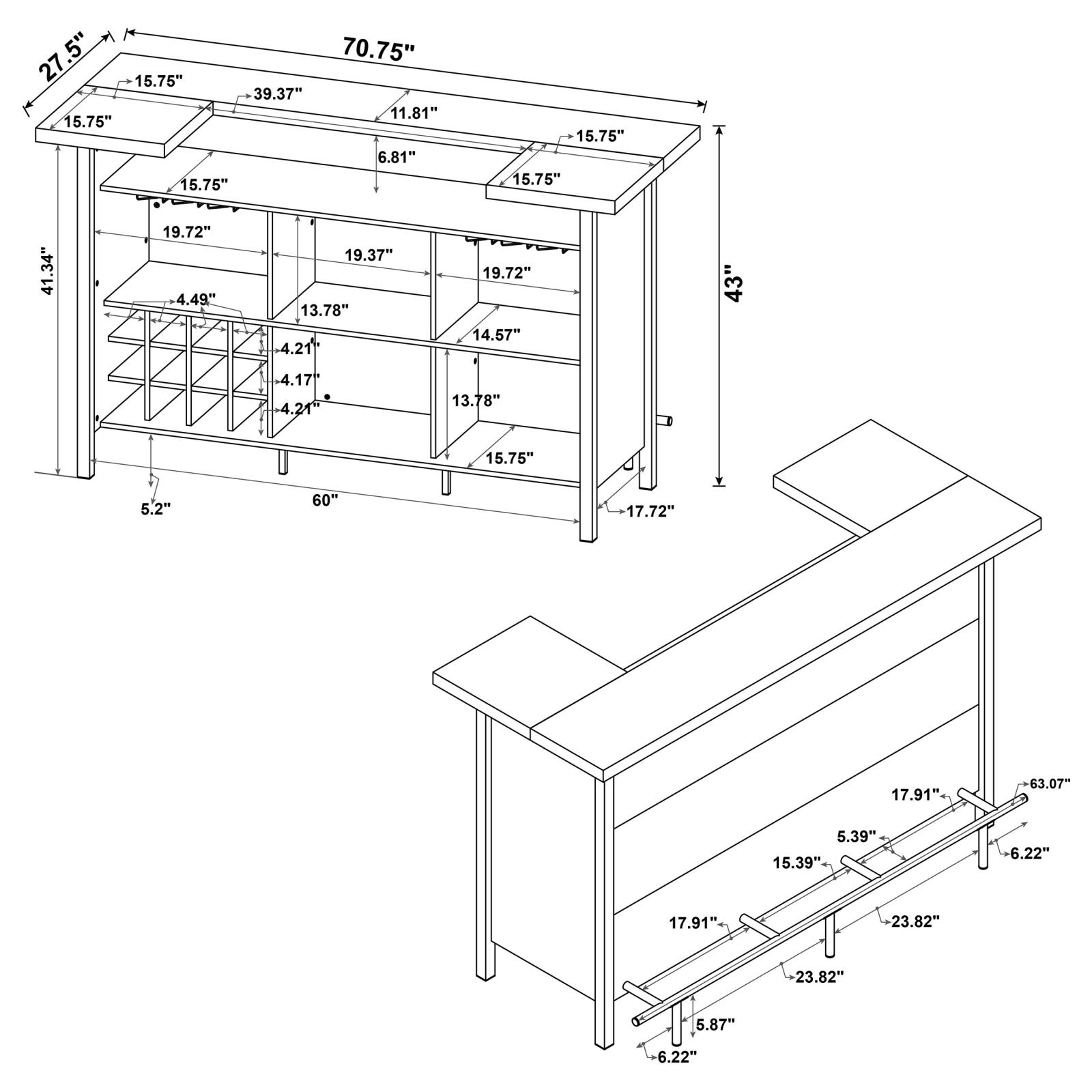 Bellemore Rectangular Wood Veneer Storage Bar Unit