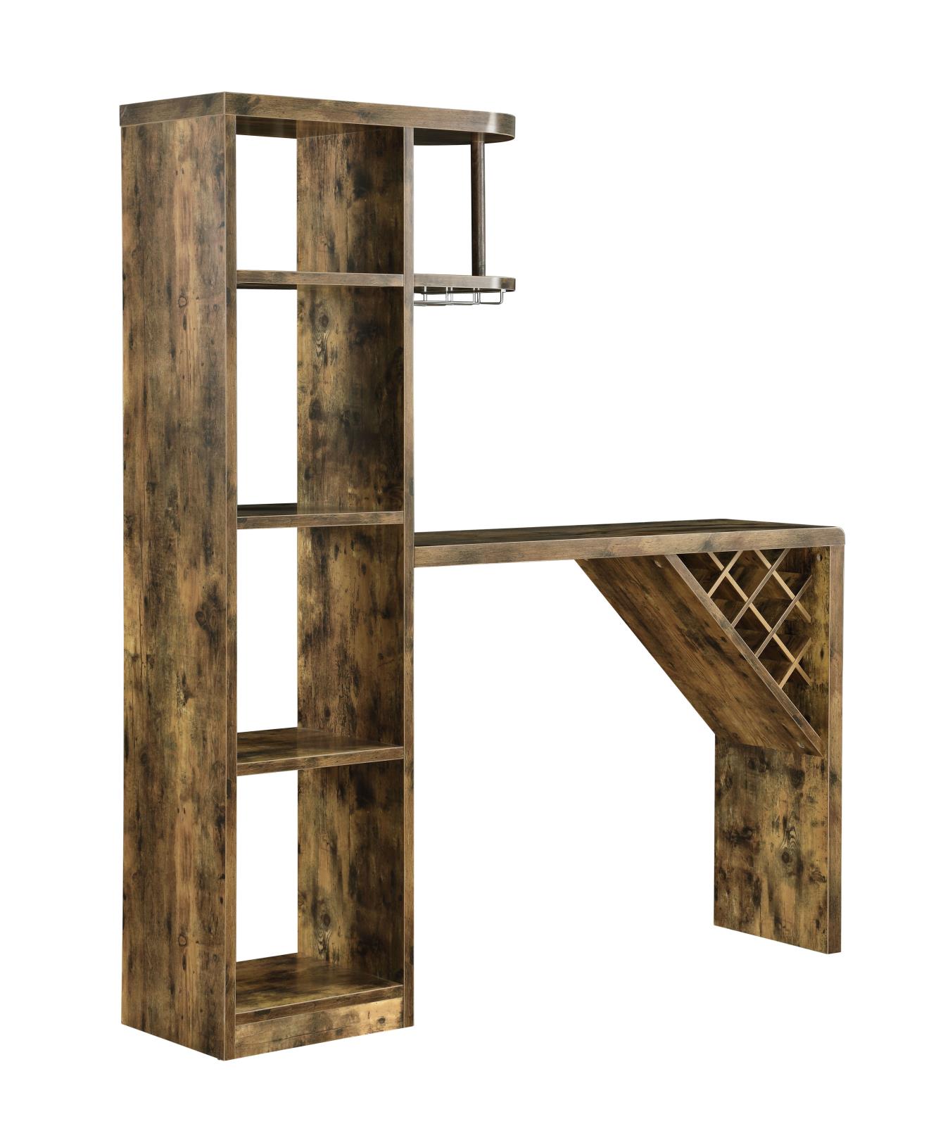 Belvedere Wood Veneer Bar Table with 5-shelf Storage Unit