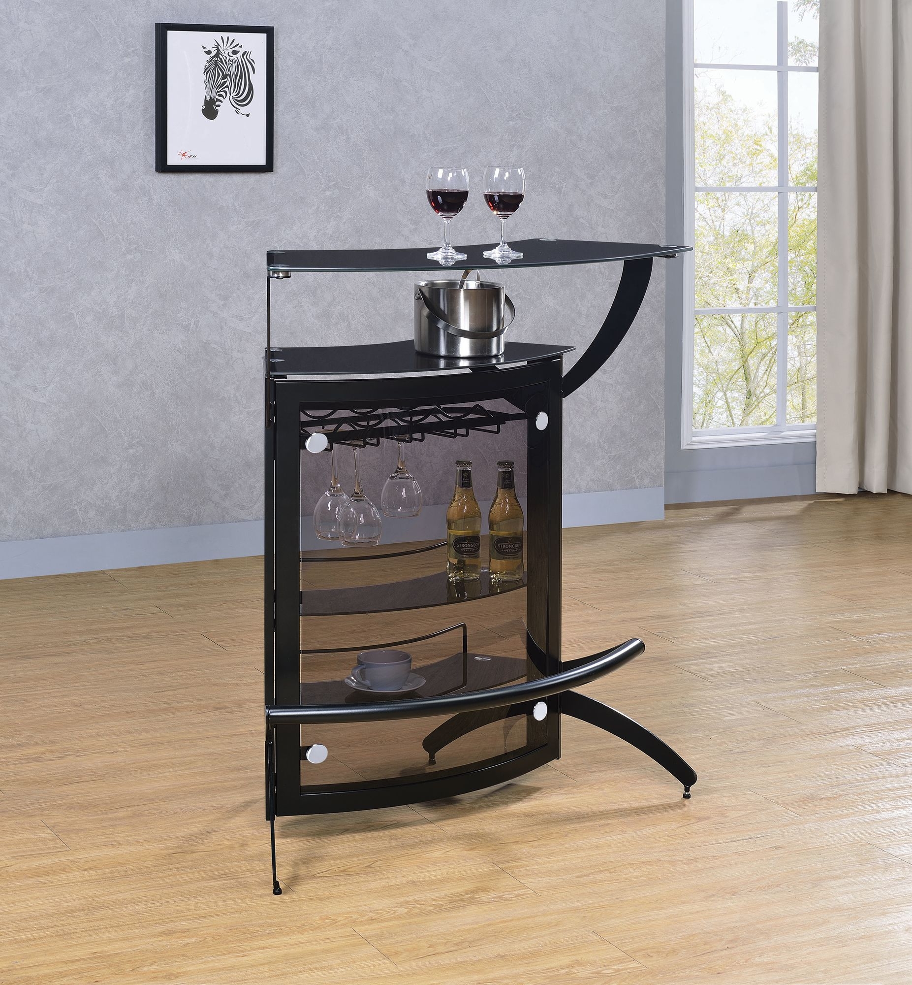 Dallas 2-Shelf Curved Bar Unit