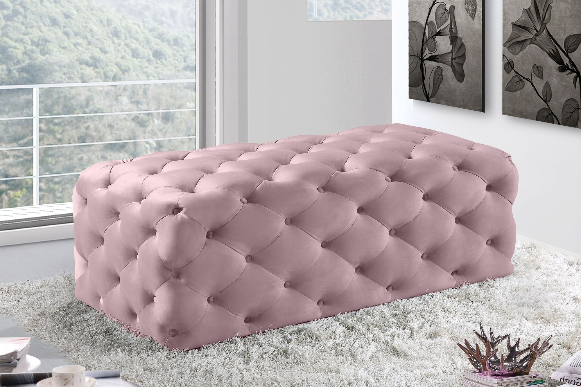 Casey Velvet Ottoman/Bench